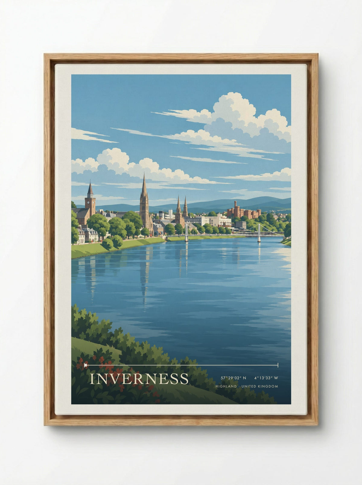 Inverness, Highland | Travel Poster - Framed Canvas Wood