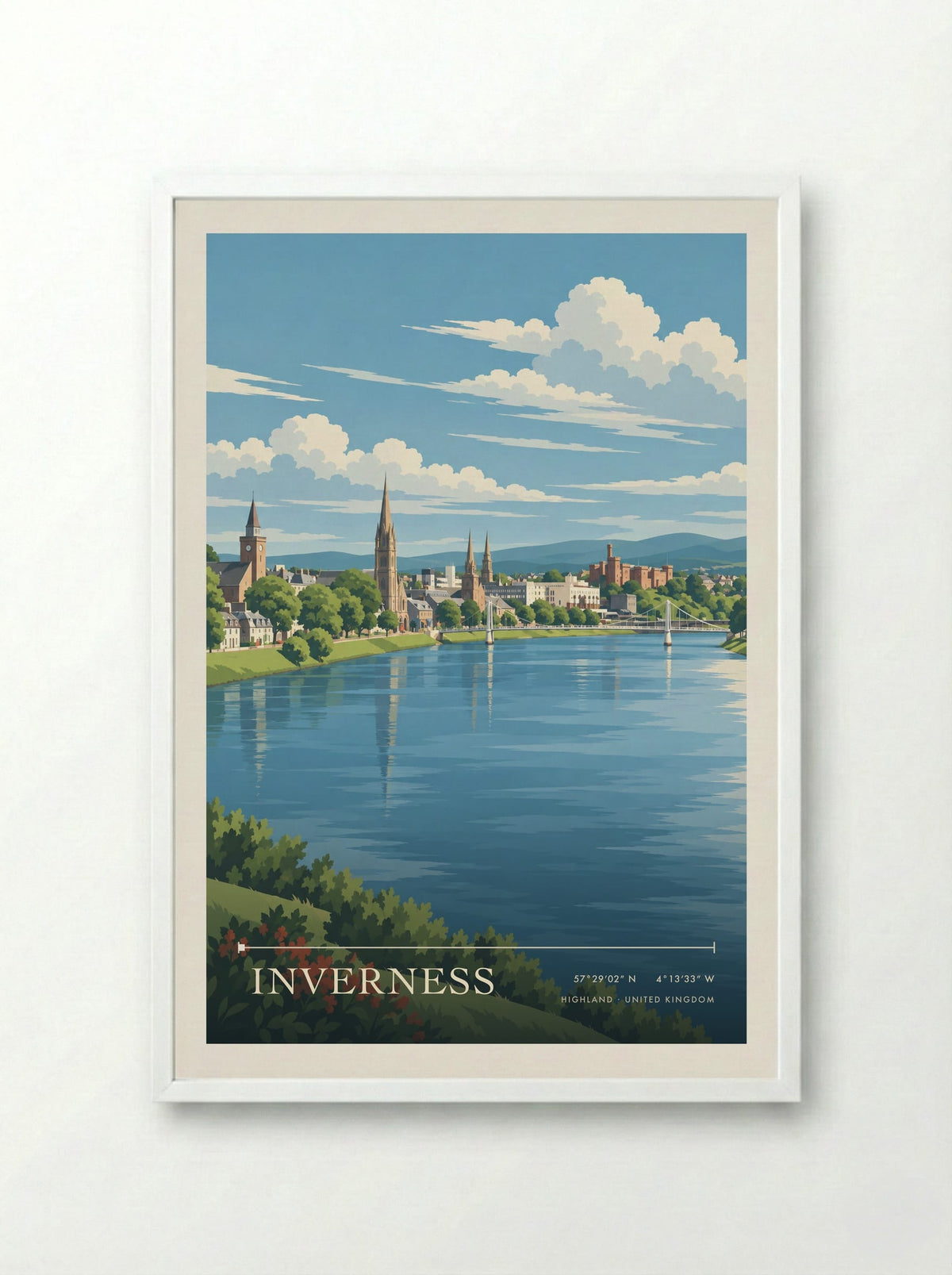 Inverness, Highland | Travel Poster - Framed Print White