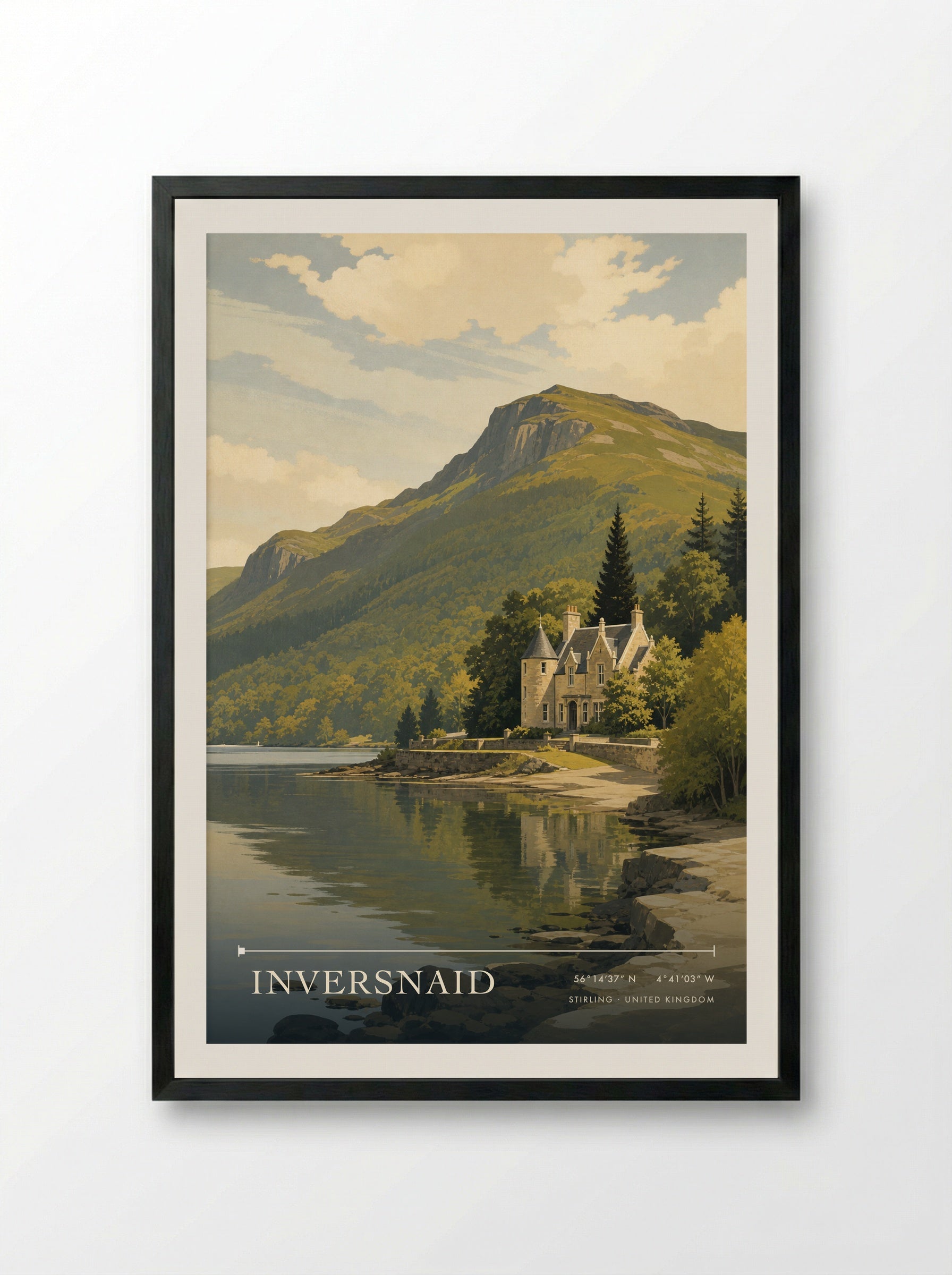Inversnaid Stirling United Kingdom Travel Poster - Framed Print Black