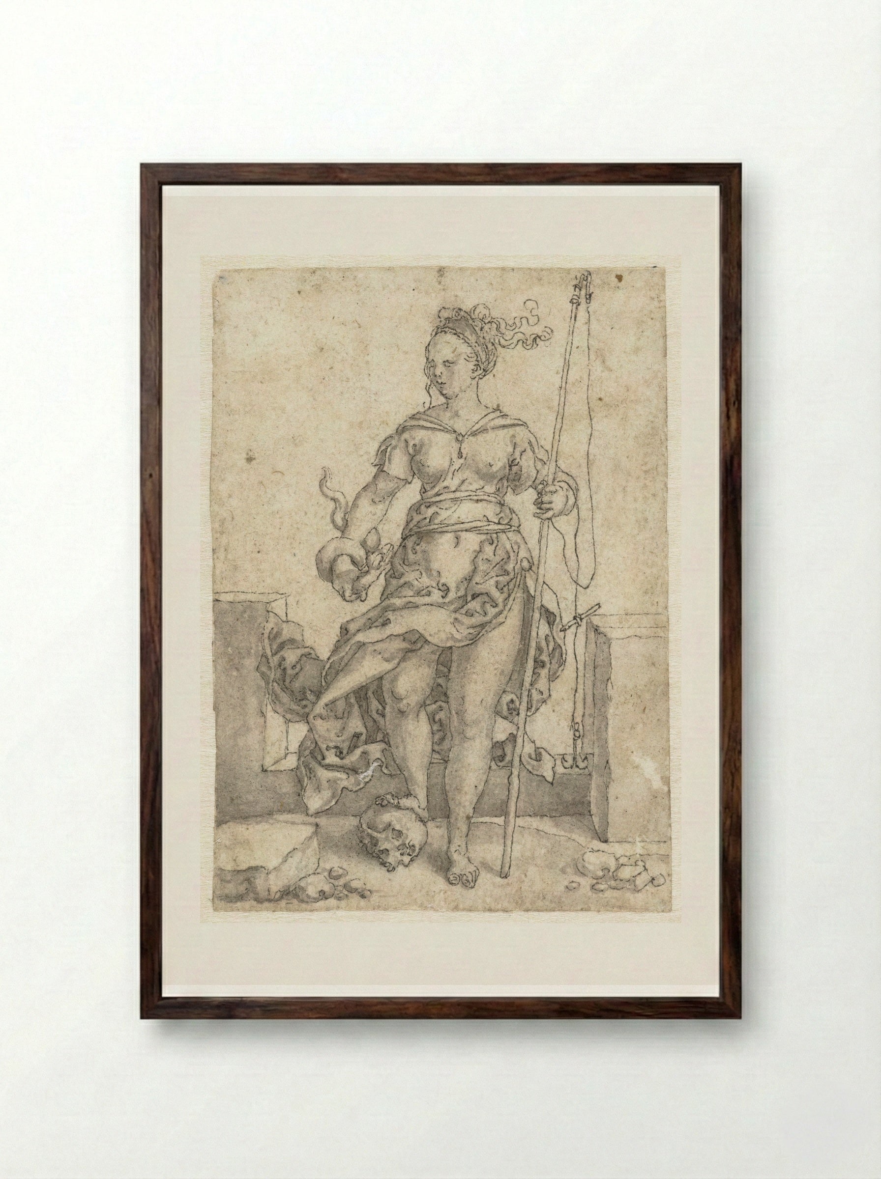 Invidia (Envy) - Heinrich Aldegrever - Framed Print Dark Wood