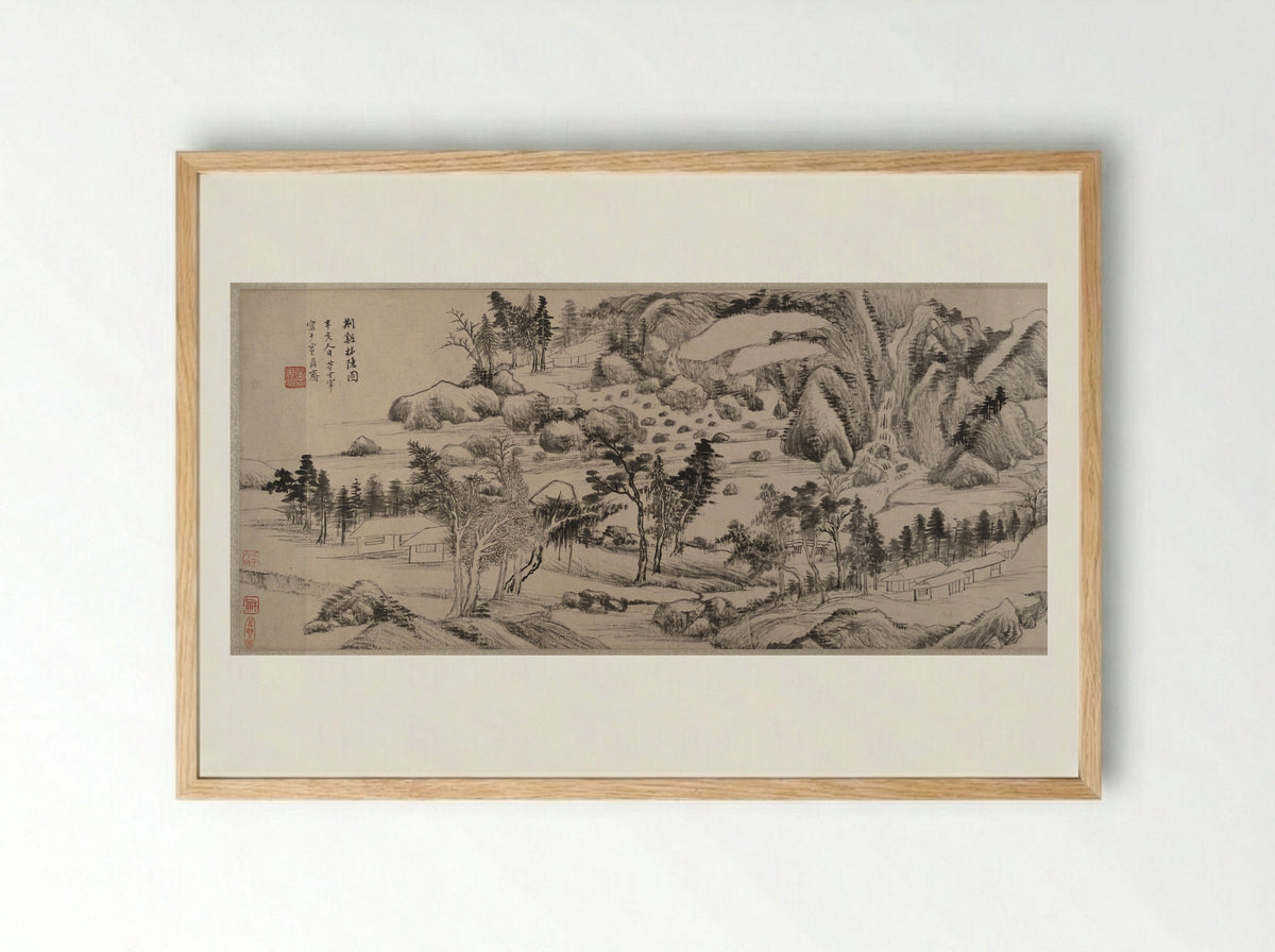 Invitation to Reclusion at Jingxi - Dong Qichang - Framed Print Wood