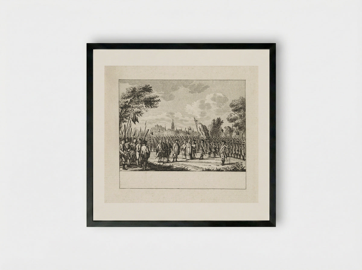 Inzegening van het vaandel, buiten Luik - Cornelis Brouwer - Framed Print Black