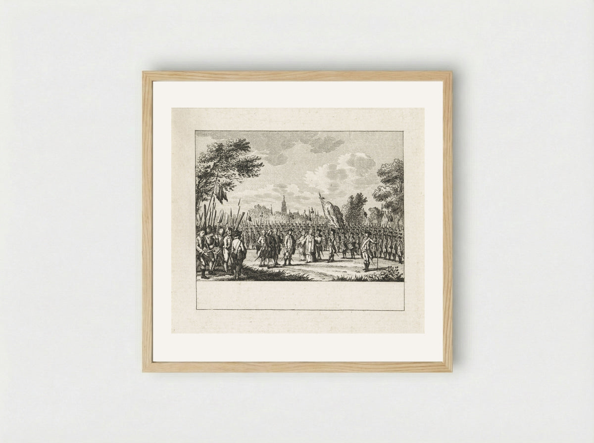 Inzegening van het vaandel, buiten Luik - Cornelis Brouwer - Framed Print Wood