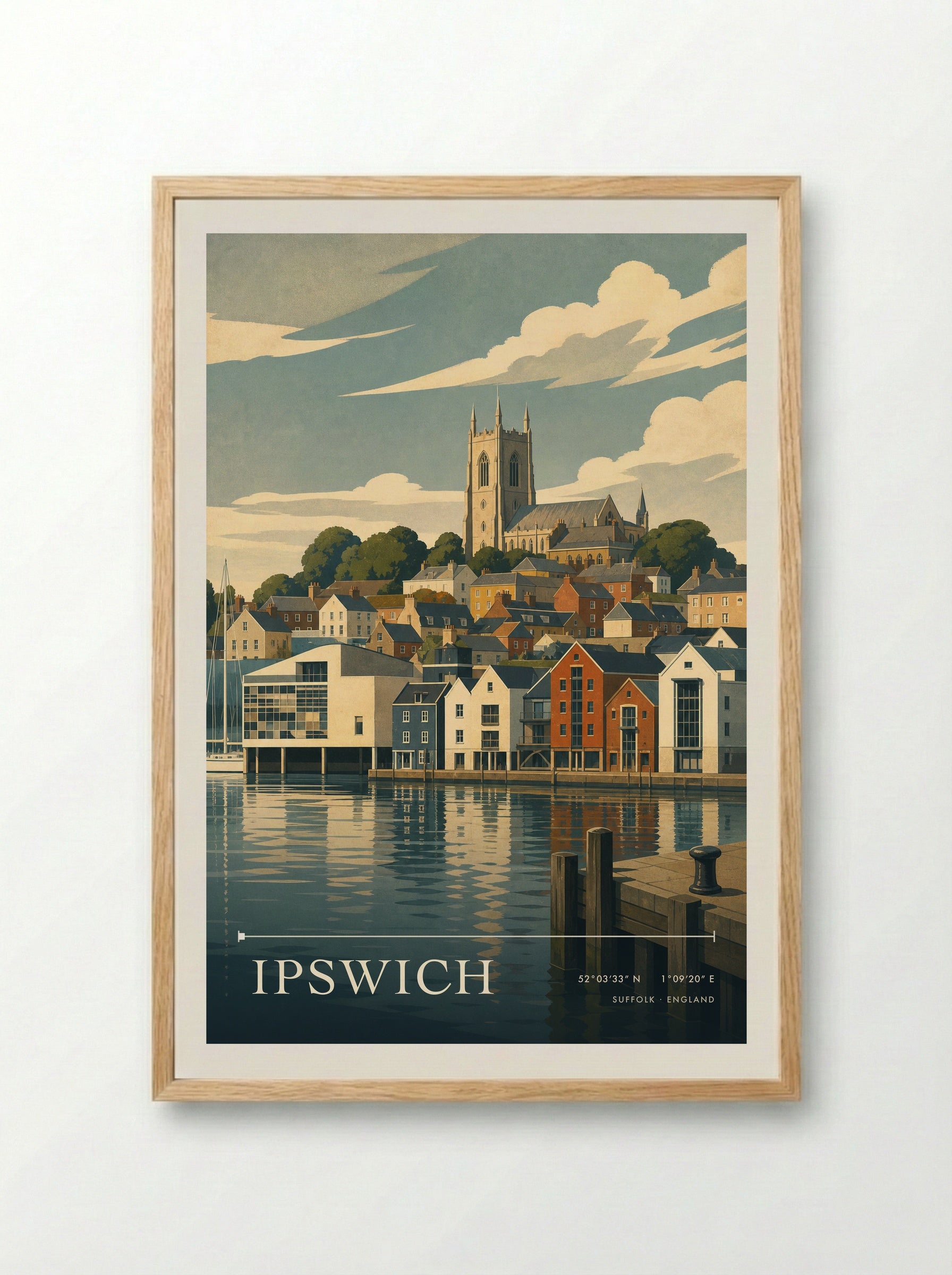 Ipswich Suffolk England Travel Poster - Framed Print Wood