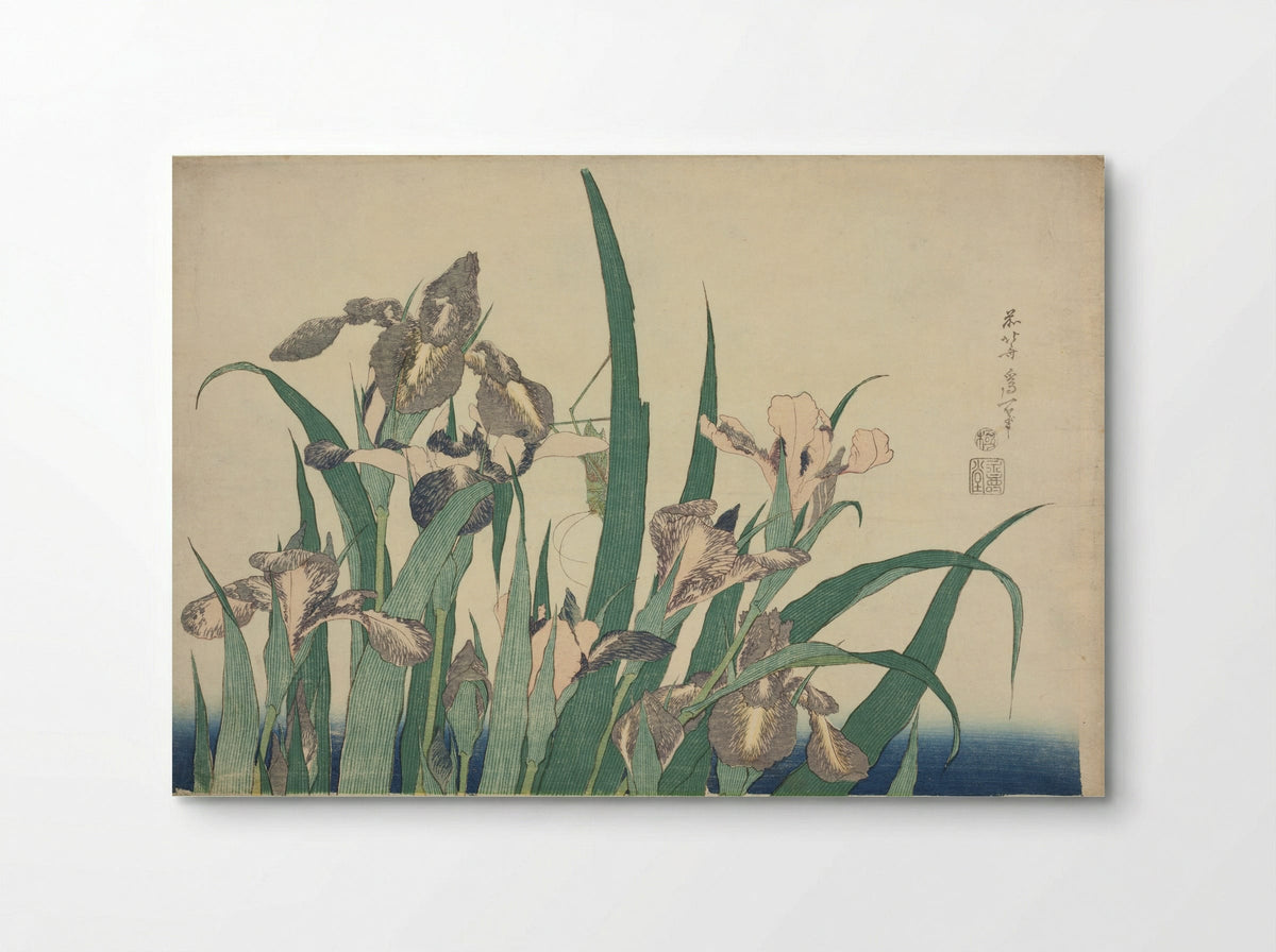 Iris and Grasshopper - Katsushika Hokusai - Poster