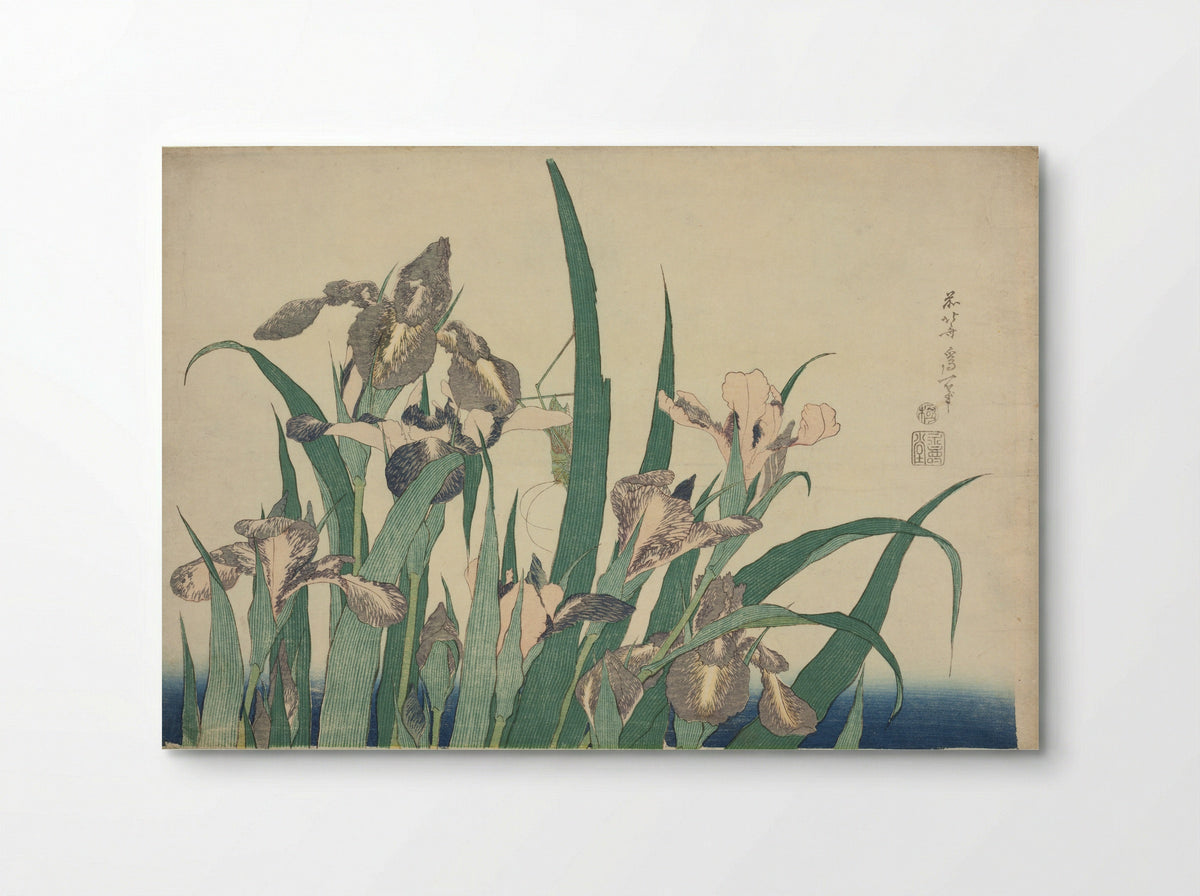 Iris and Grasshopper - Katsushika Hokusai - Poster