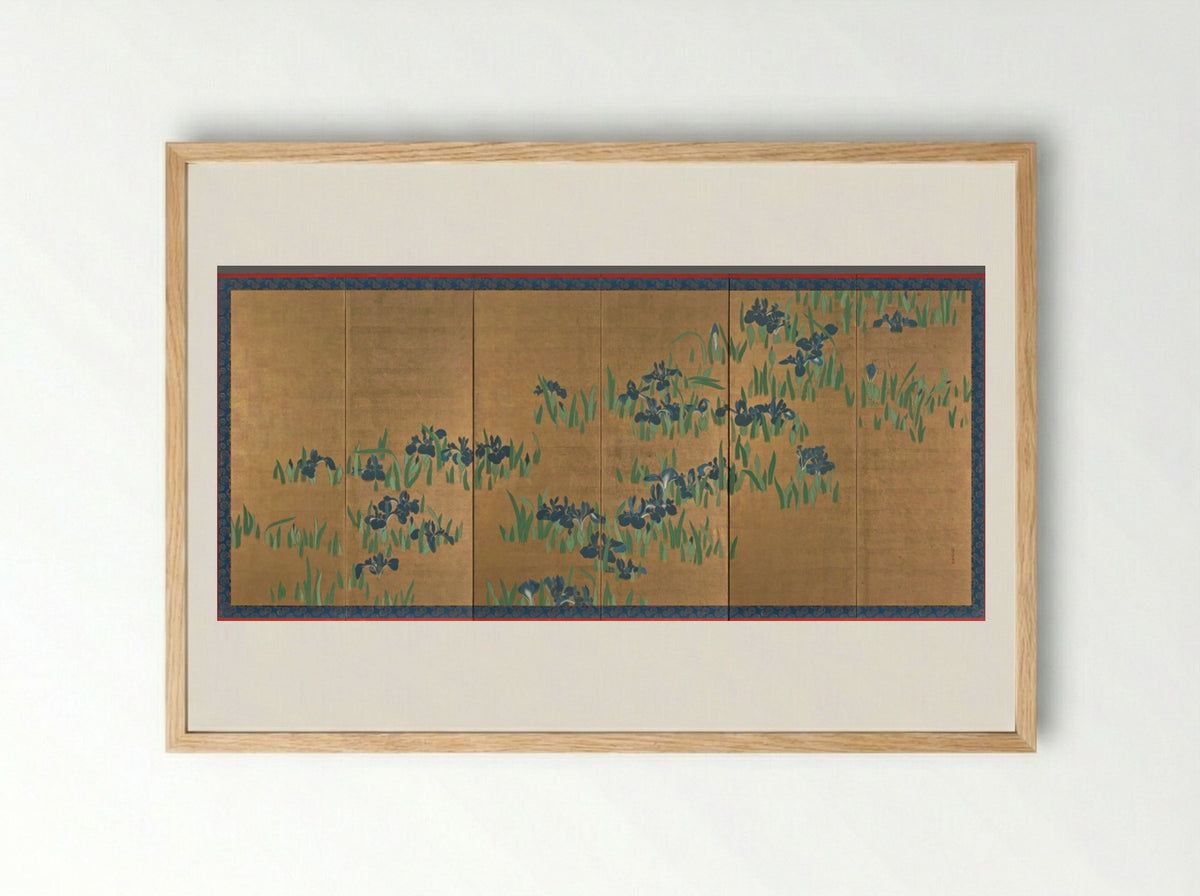 Irises - Watanabe Shikō - Framed Print Wood