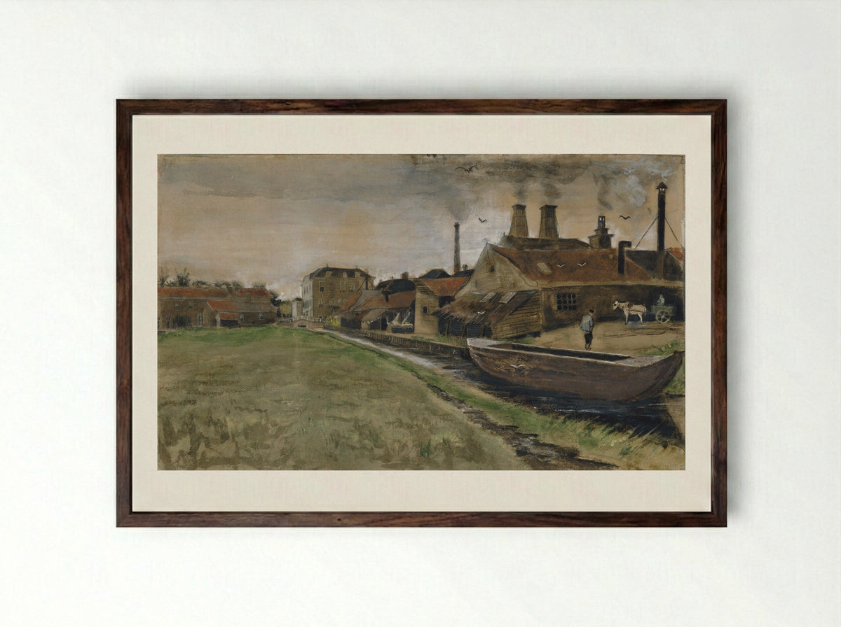 Iron Mill in The Hague - Vincent van Gogh - Framed Print Dark Wood