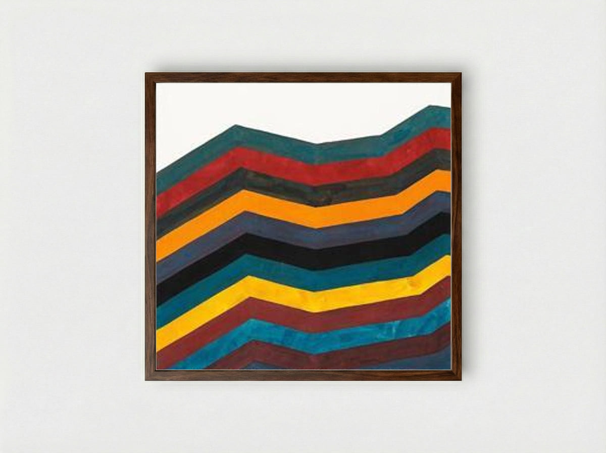 Irregular Horizontal Bands of Equal Width Starting at Bottom - Sol LeWitt - Framed Print Dark Wood