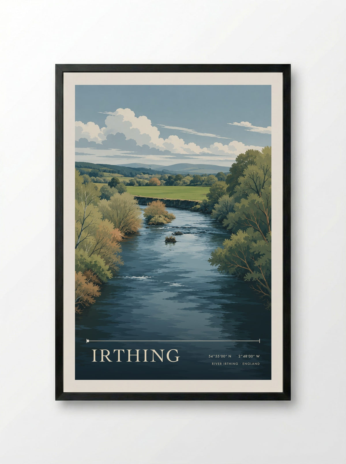 Irthing, River Irthing | Travel Poster - Framed Print Black