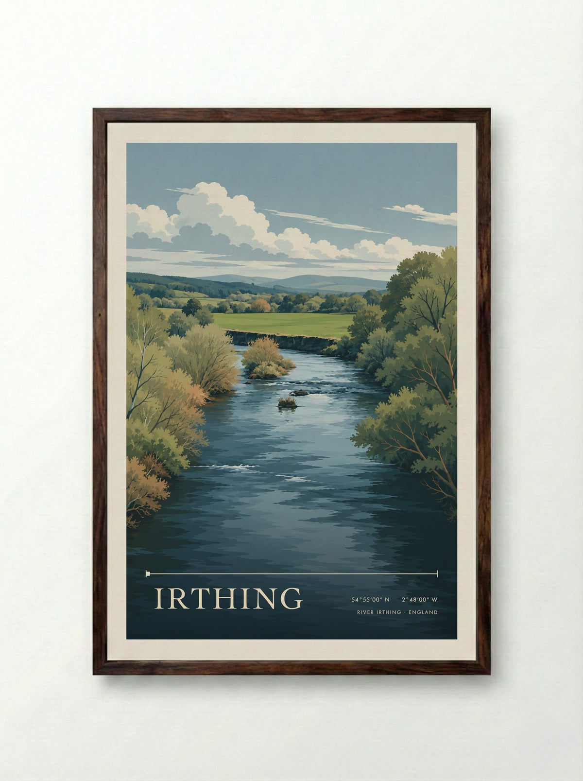 Irthing, River Irthing | Travel Poster - Framed Print Dark Wood