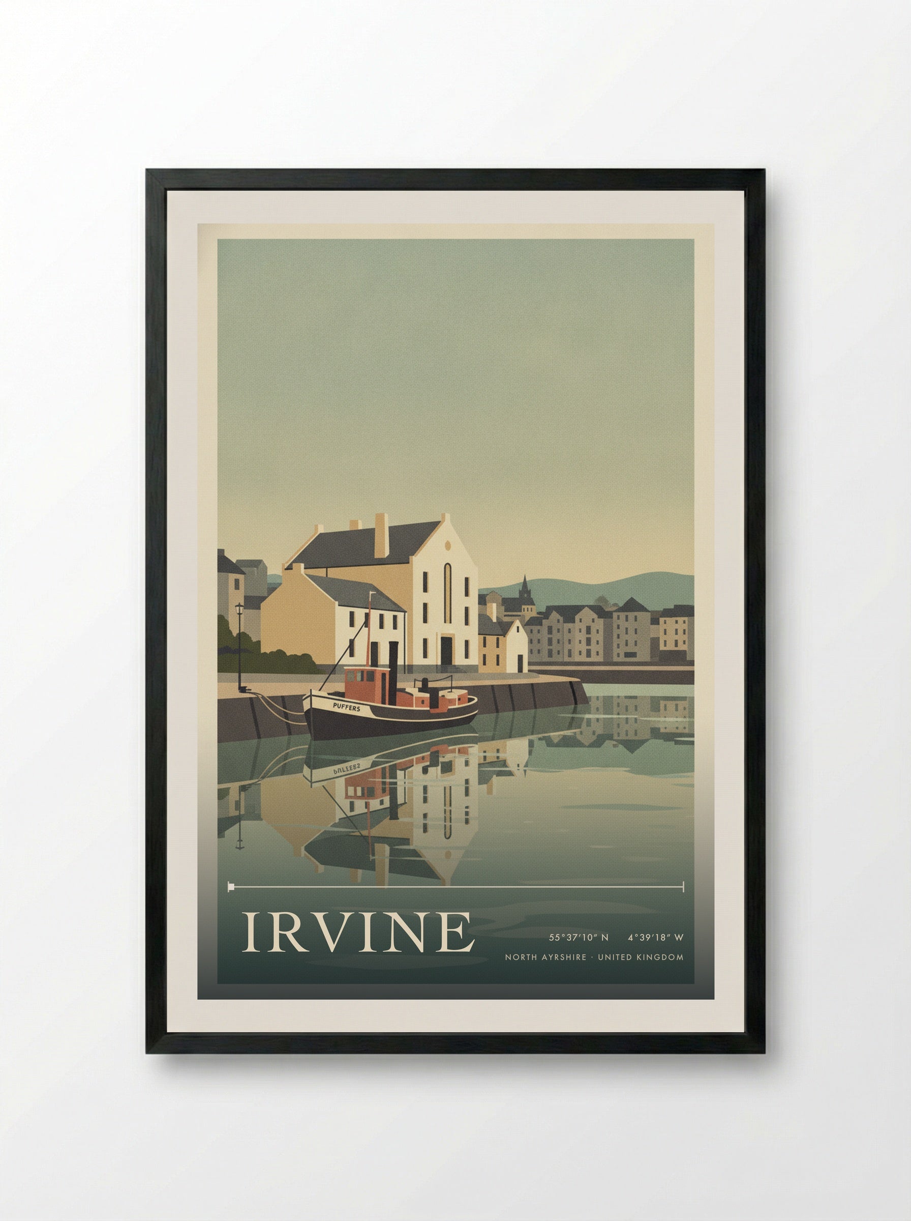 Irvine North Ayrshire United Kingdom Travel Poster - Framed Print Black