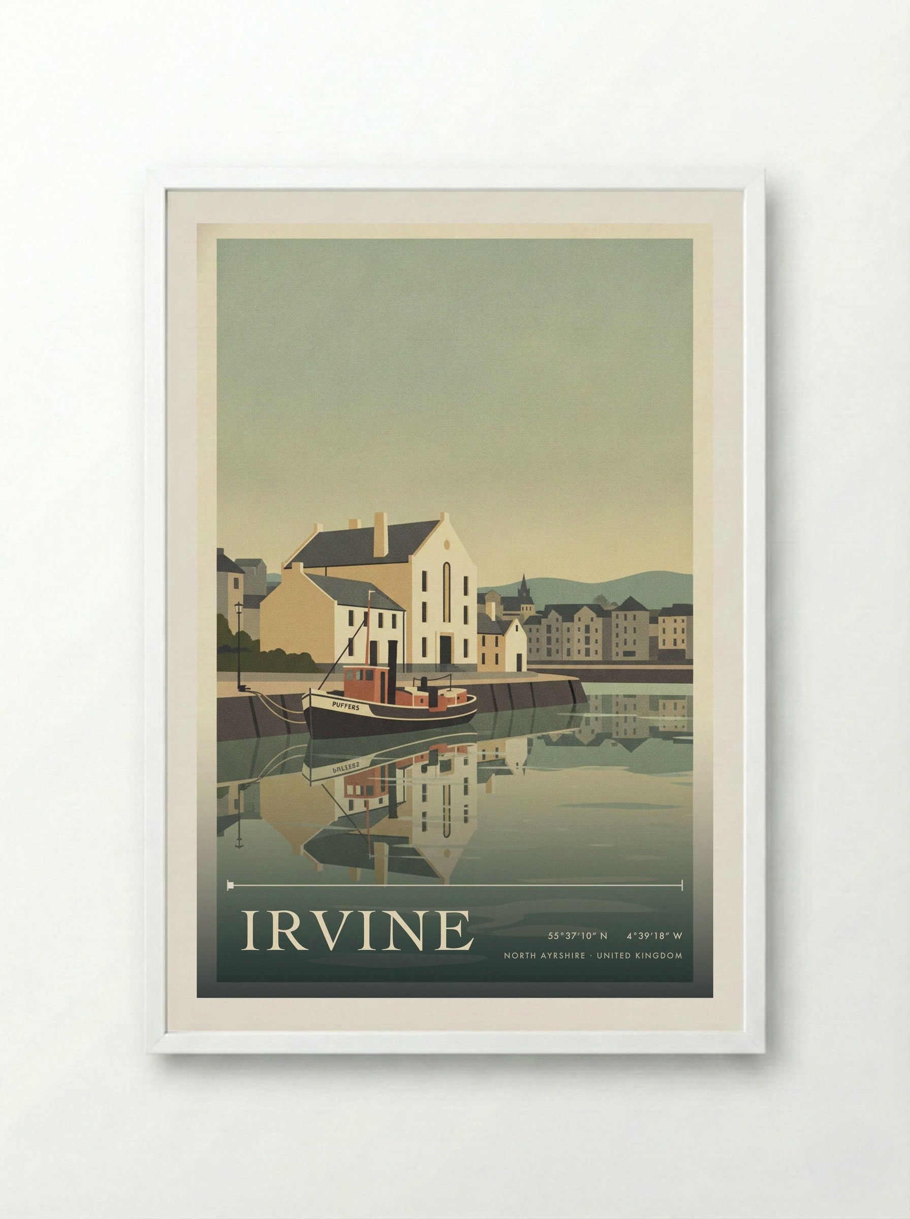 Irvine North Ayrshire United Kingdom Travel Poster - Framed Print White