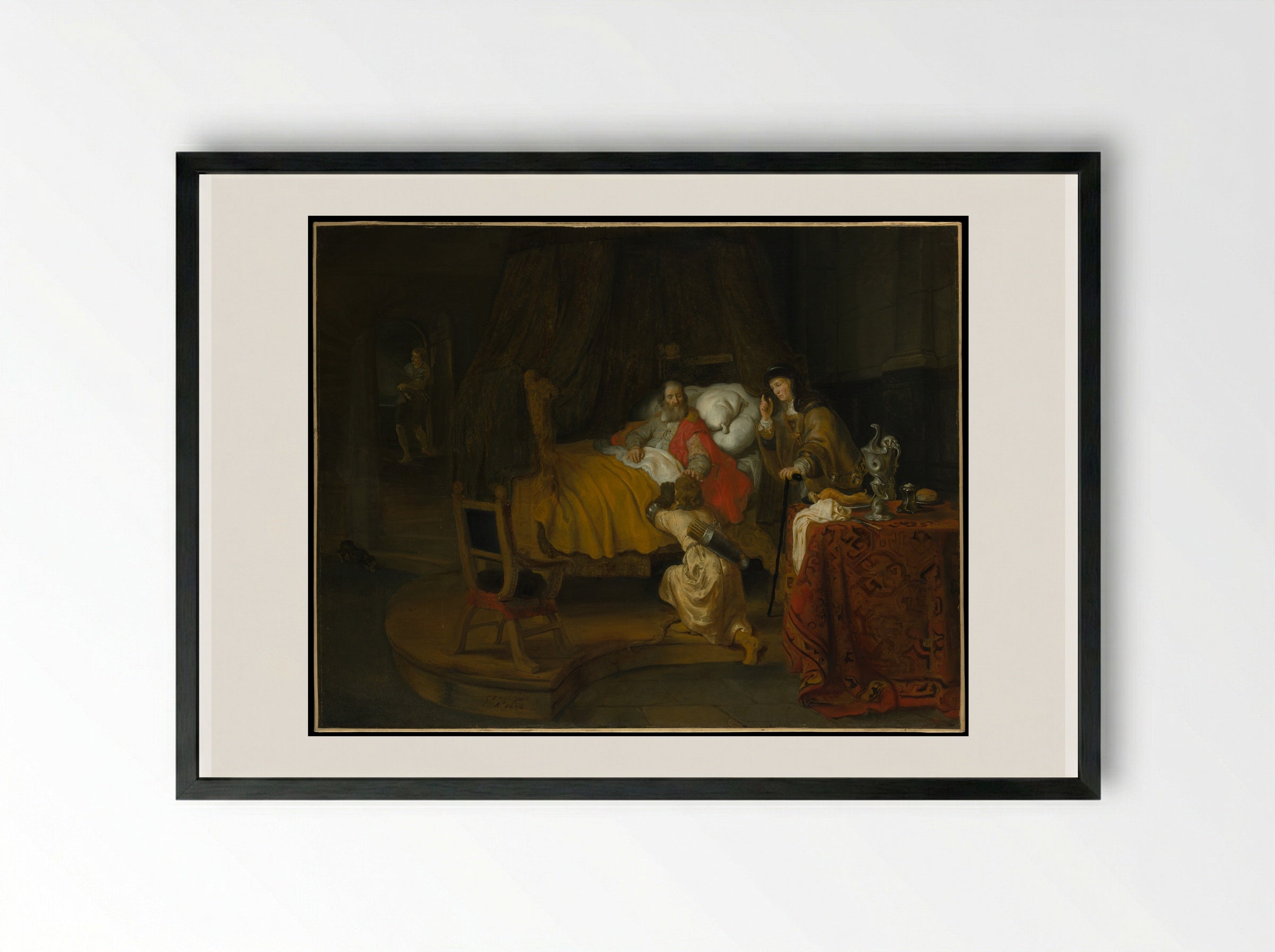 Isaac Blessing Jacob - Gerbrand van den Eeckhout - Framed Print Black