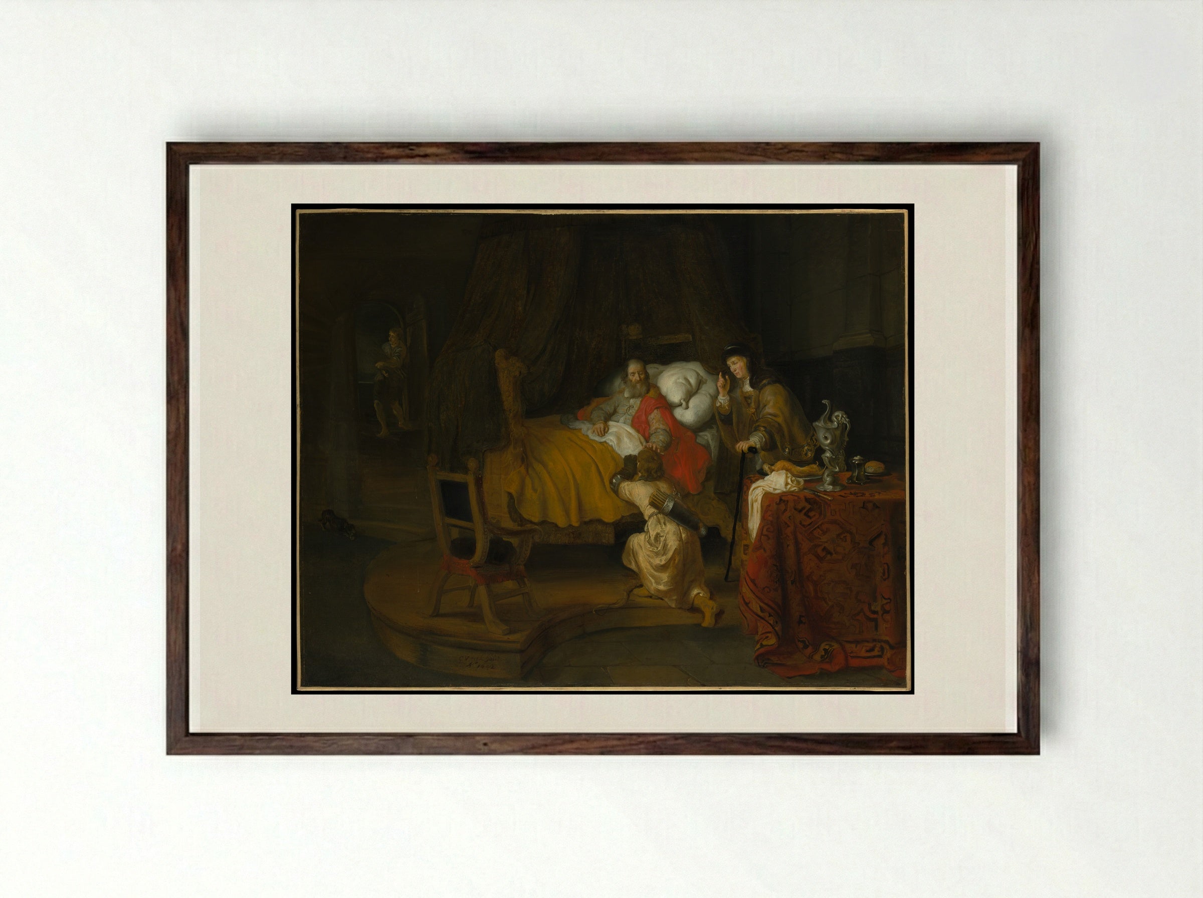 Isaac Blessing Jacob - Gerbrand van den Eeckhout - Framed Print Dark Wood