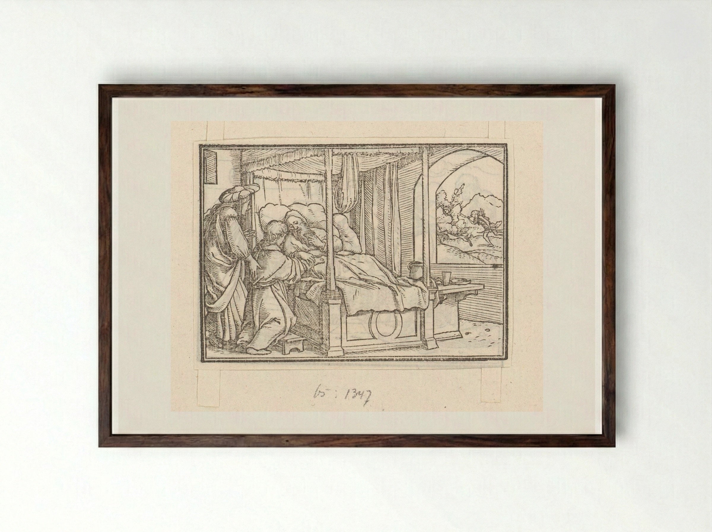 Isaac Blessing Jacob - Veit Rudolf Specklin - Framed Print Dark Wood