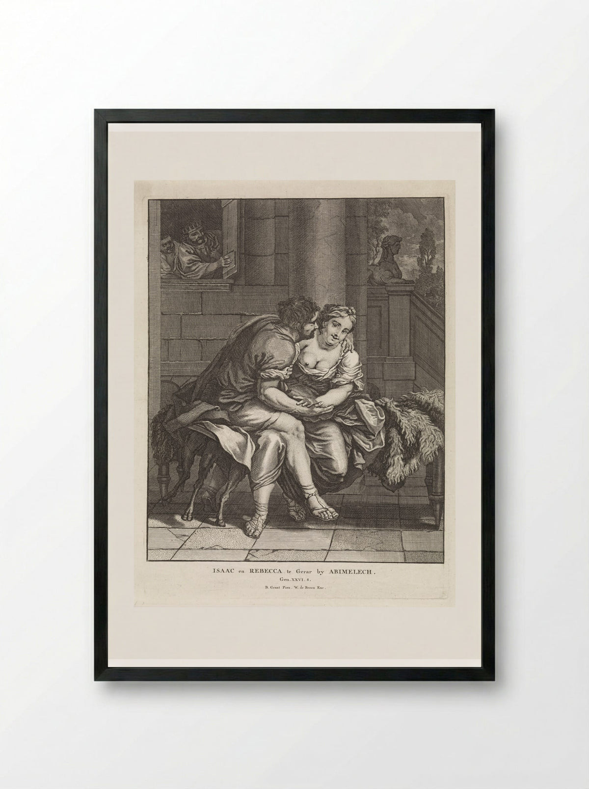 Isaac and Rebecca in Gerar - Matthijs Pool - Framed Print Black