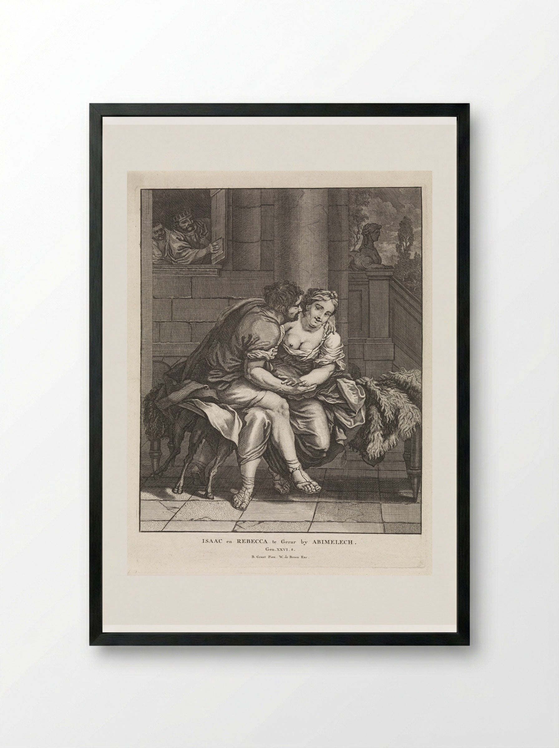 Isaac and Rebecca in Gerar - Matthijs Pool - Framed Print Black