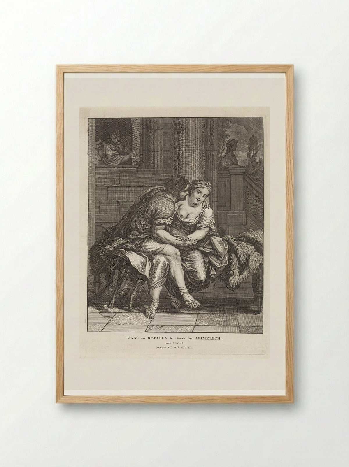 Isaac and Rebecca in Gerar - Matthijs Pool - Framed Print Wood