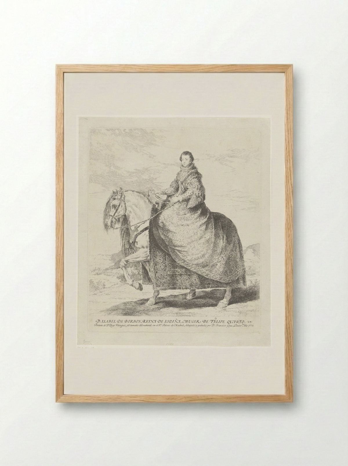 Isabel de Borbón on Horseback - Francisco Goya - Framed Print Wood