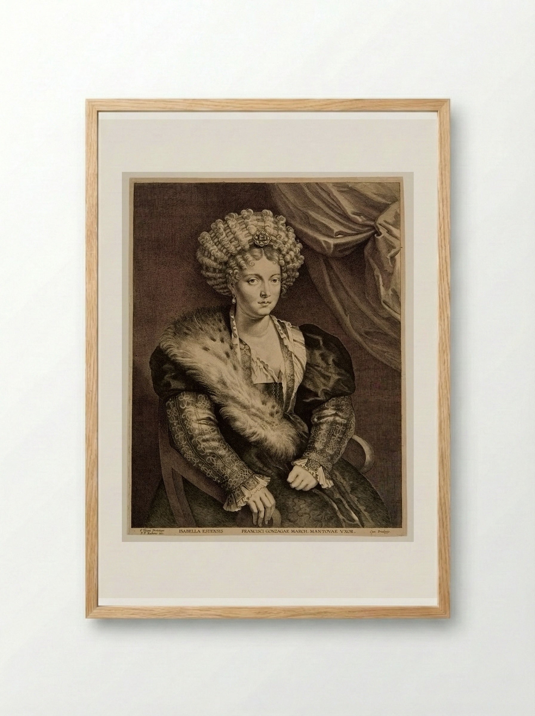 Isabella d'Este, Wife of Francisco Gonzaga, Duke of Mantua - Lucas Vorsterman I - Framed Print Wood