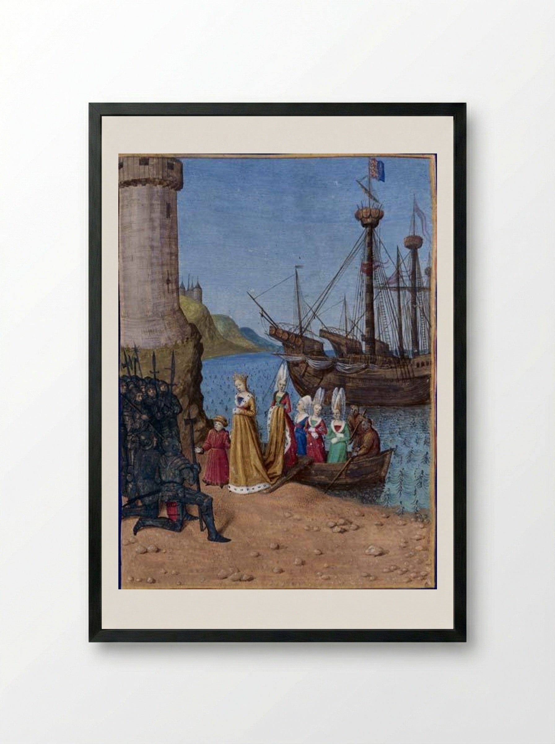 Isabella of France Landing in England - Jean Fouquet - Framed Print Black