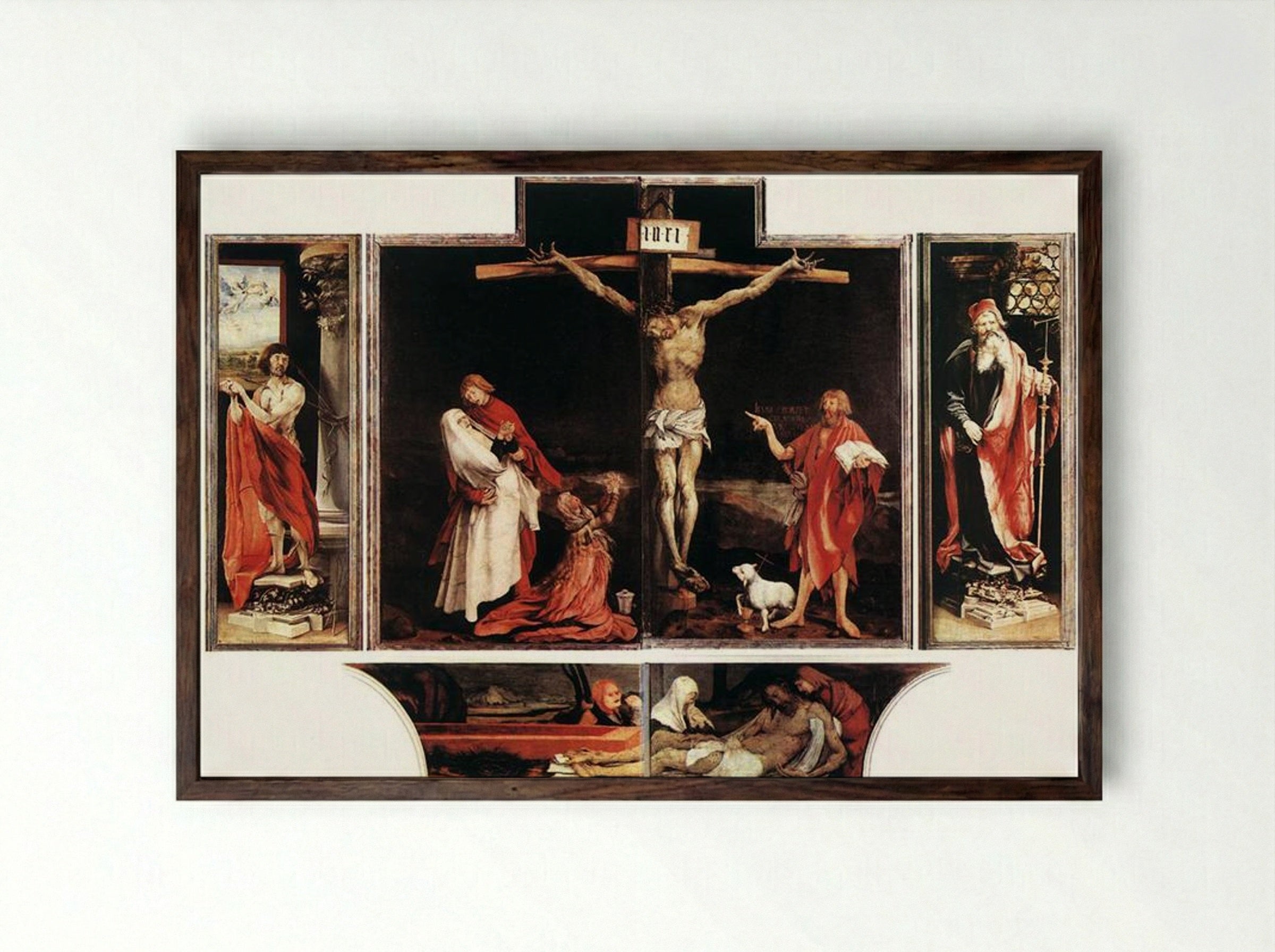 Isenheim Altarpiece (First View) - Matthias Grünewald - Framed Print Dark Wood