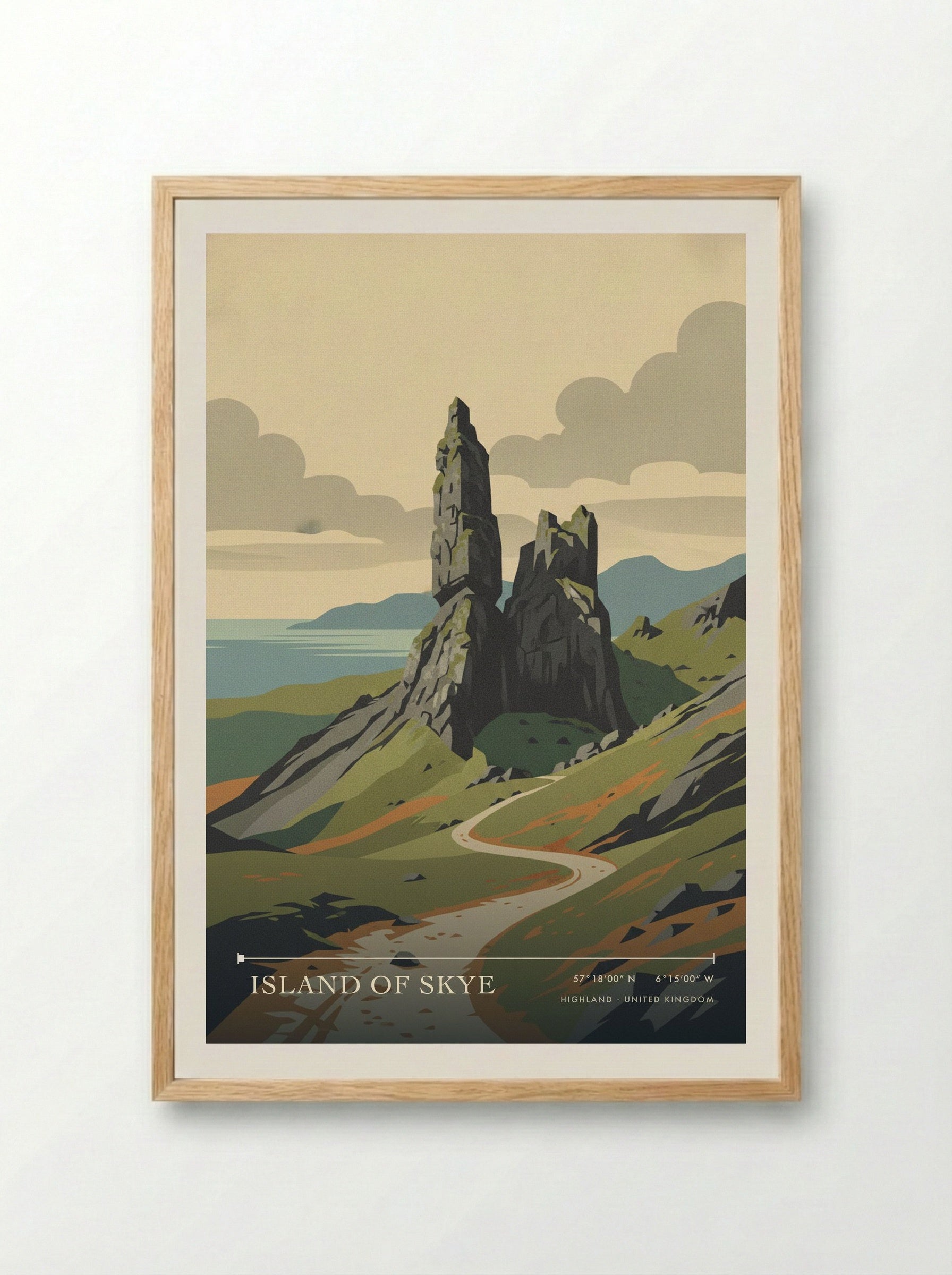 Island of Skye Highland United Kingdom Travel Poster - Framed Print Wood