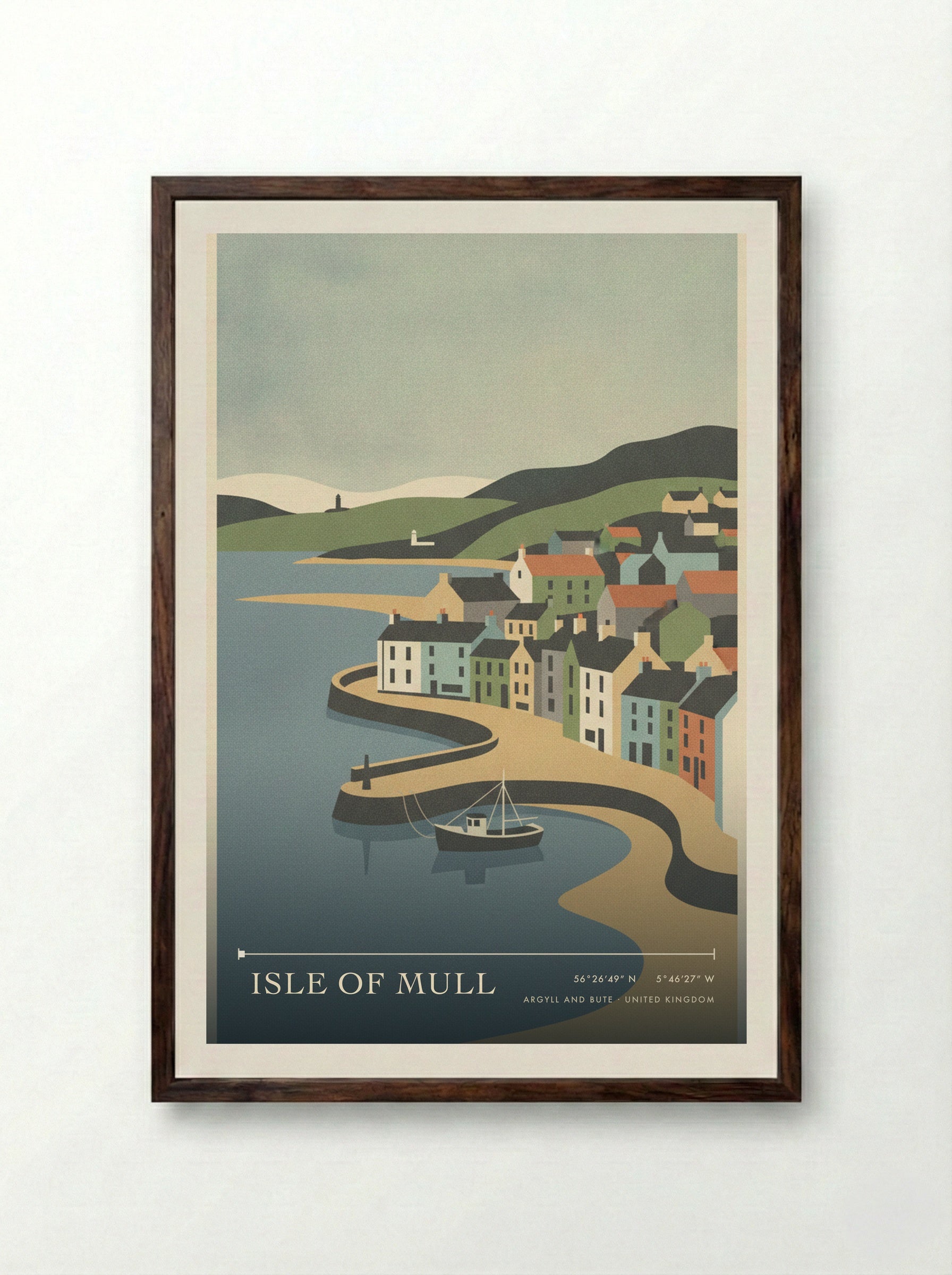 Isle Of Mull Argyll and Bute United Kingdom Travel Poster - Framed Print Dark Wood