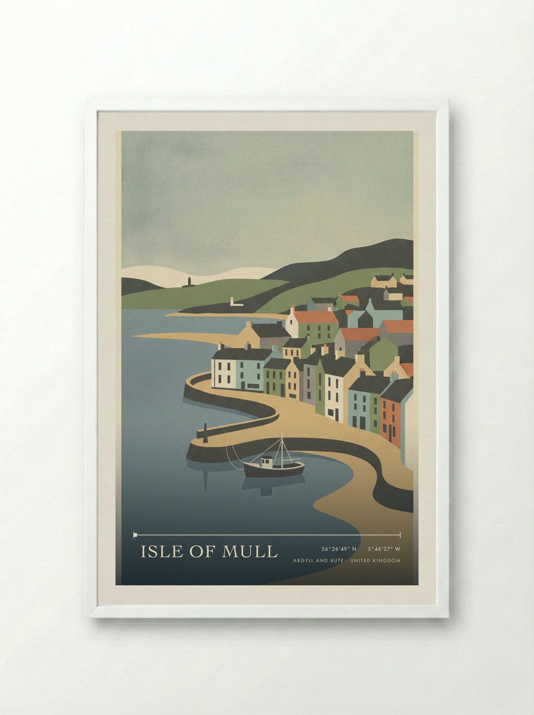 Isle Of Mull Argyll and Bute United Kingdom Travel Poster - Framed Print White