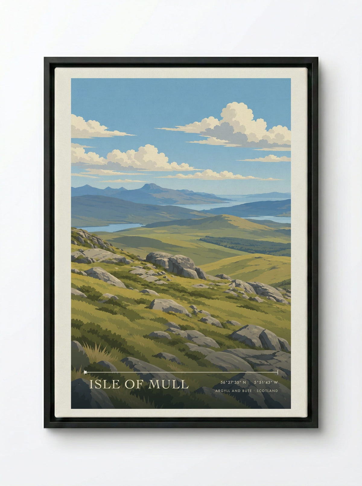 Isle Of Mull, Argyll and Bute | Travel Poster - Framed Canvas Black