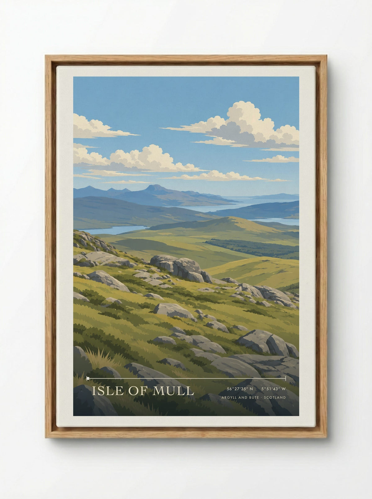 Isle Of Mull, Argyll and Bute | Travel Poster - Framed Canvas Wood