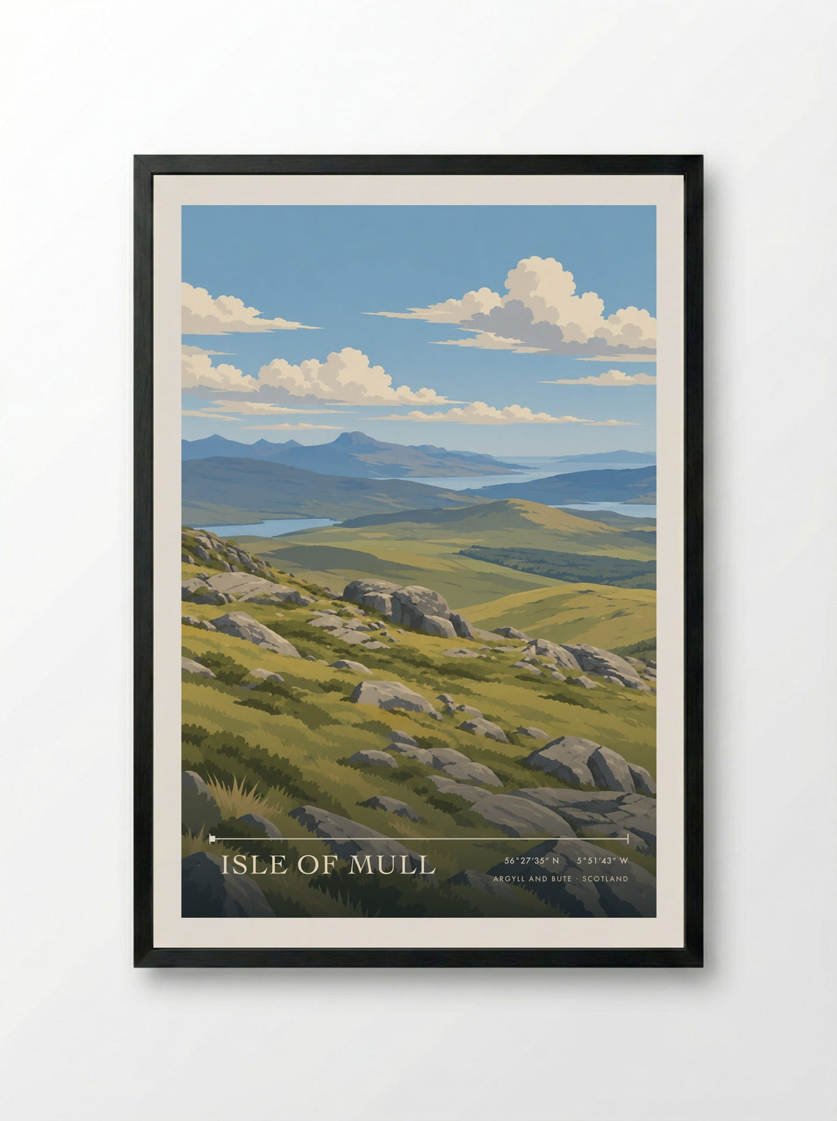 Isle Of Mull, Argyll and Bute | Travel Poster - Framed Print Black
