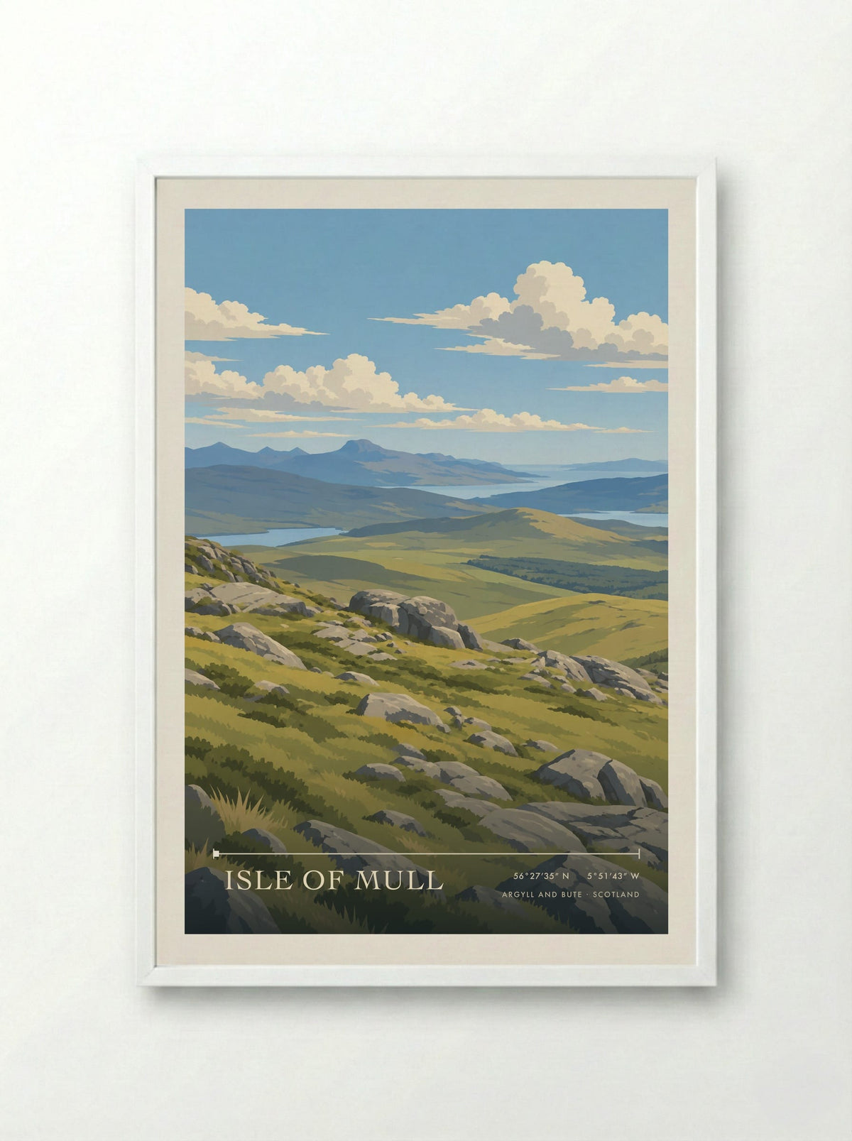 Isle Of Mull, Argyll and Bute | Travel Poster - Framed Print White