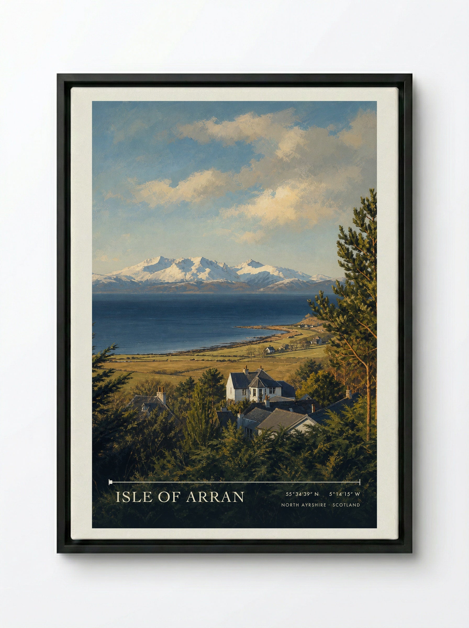 Isle of Arran North Ayrshire Scotland Travel Poster - Framed Canvas Black