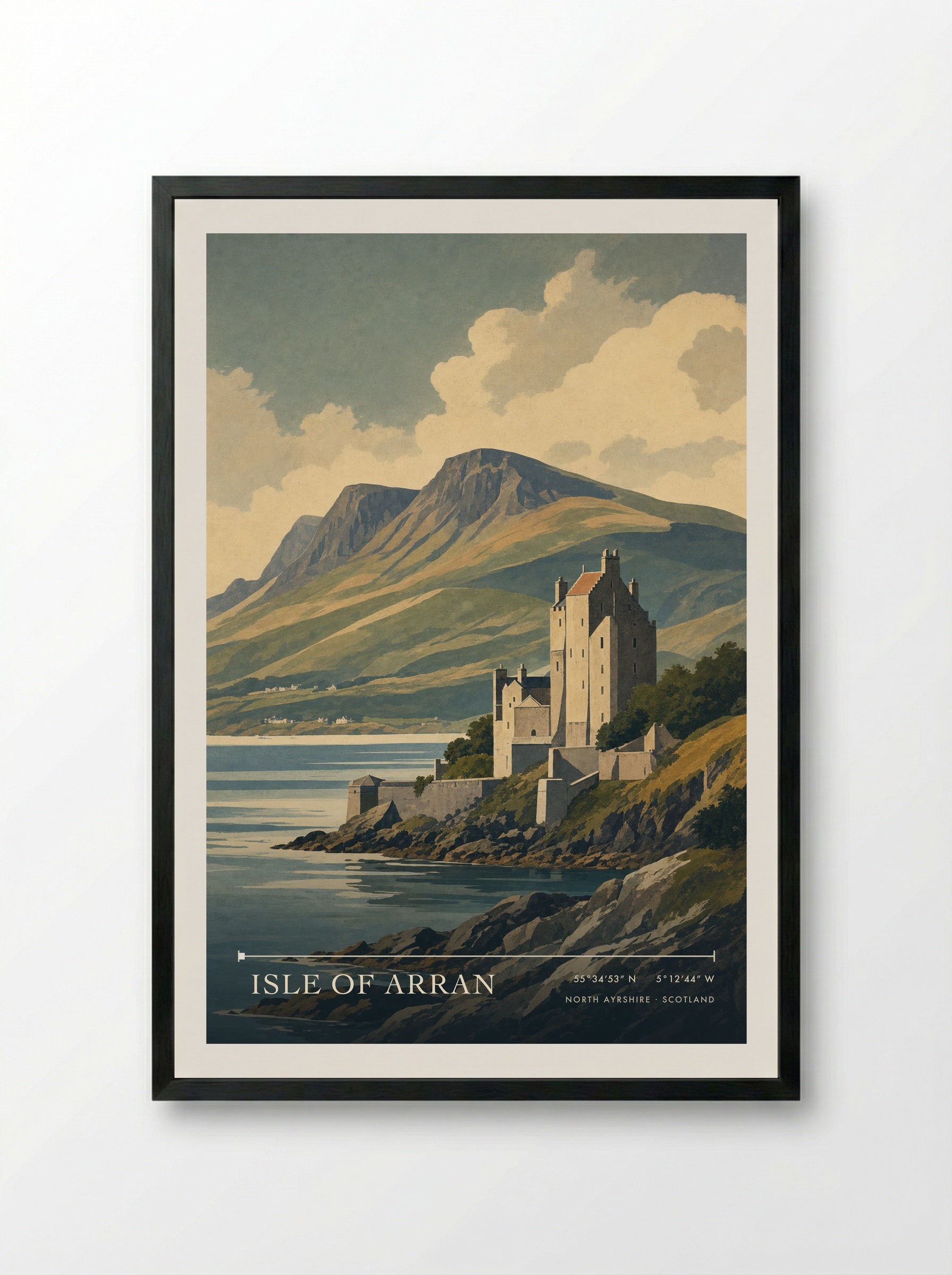 Isle of Arran North Ayrshire Scotland Travel Poster - Framed Print Black