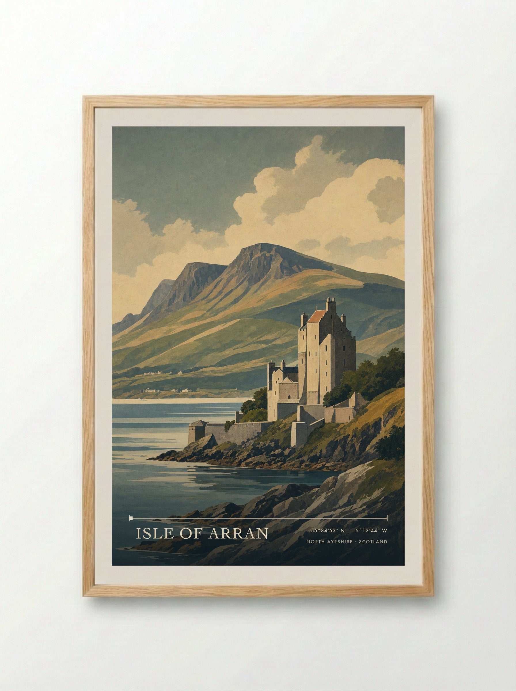 Isle of Arran North Ayrshire Scotland Travel Poster - Framed Print Wood