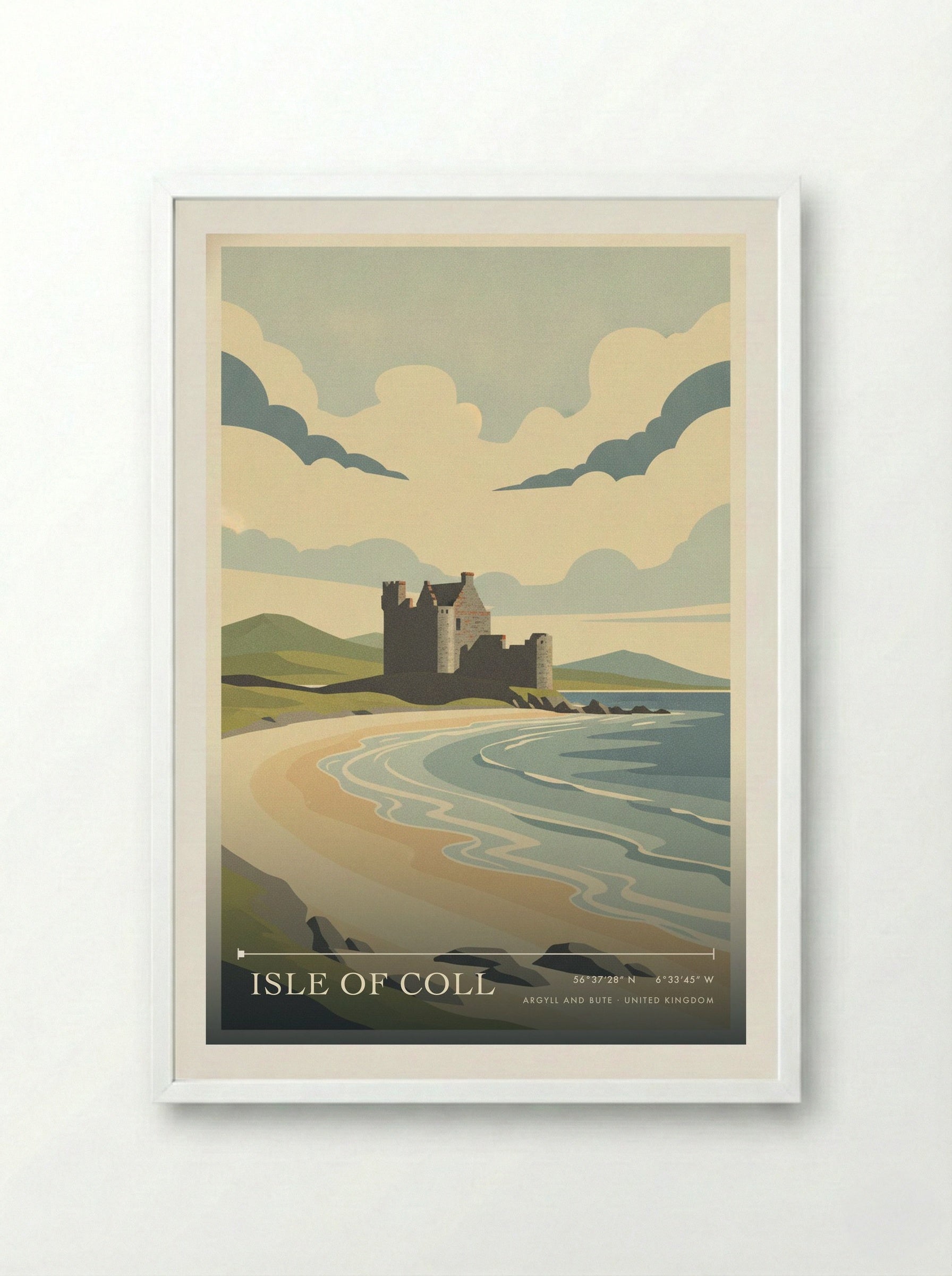 Isle of Coll Argyll and Bute United Kingdom Travel Poster - Framed Print White