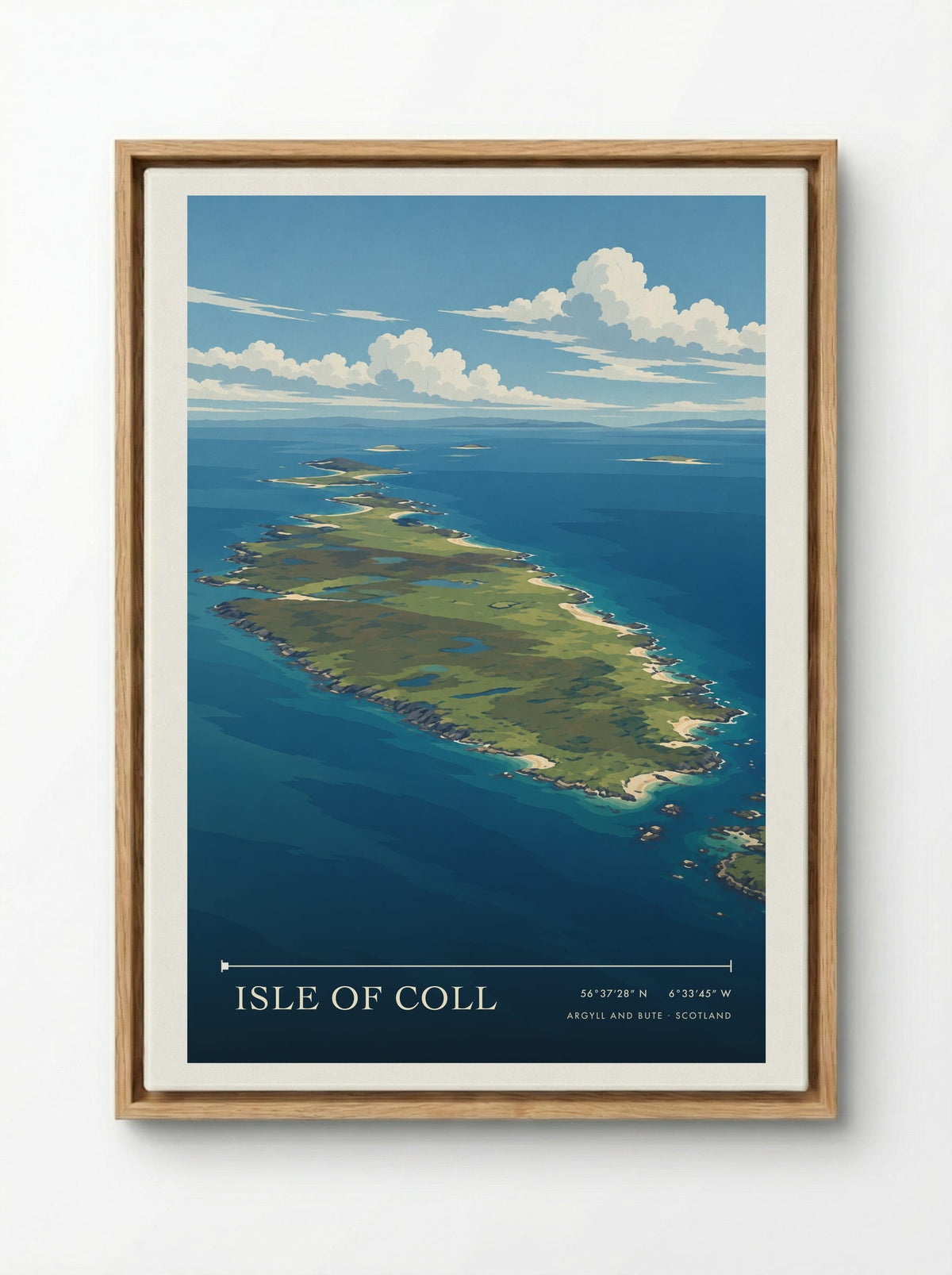 Isle of Coll, Argyll and Bute | Travel Poster - Framed Canvas Wood