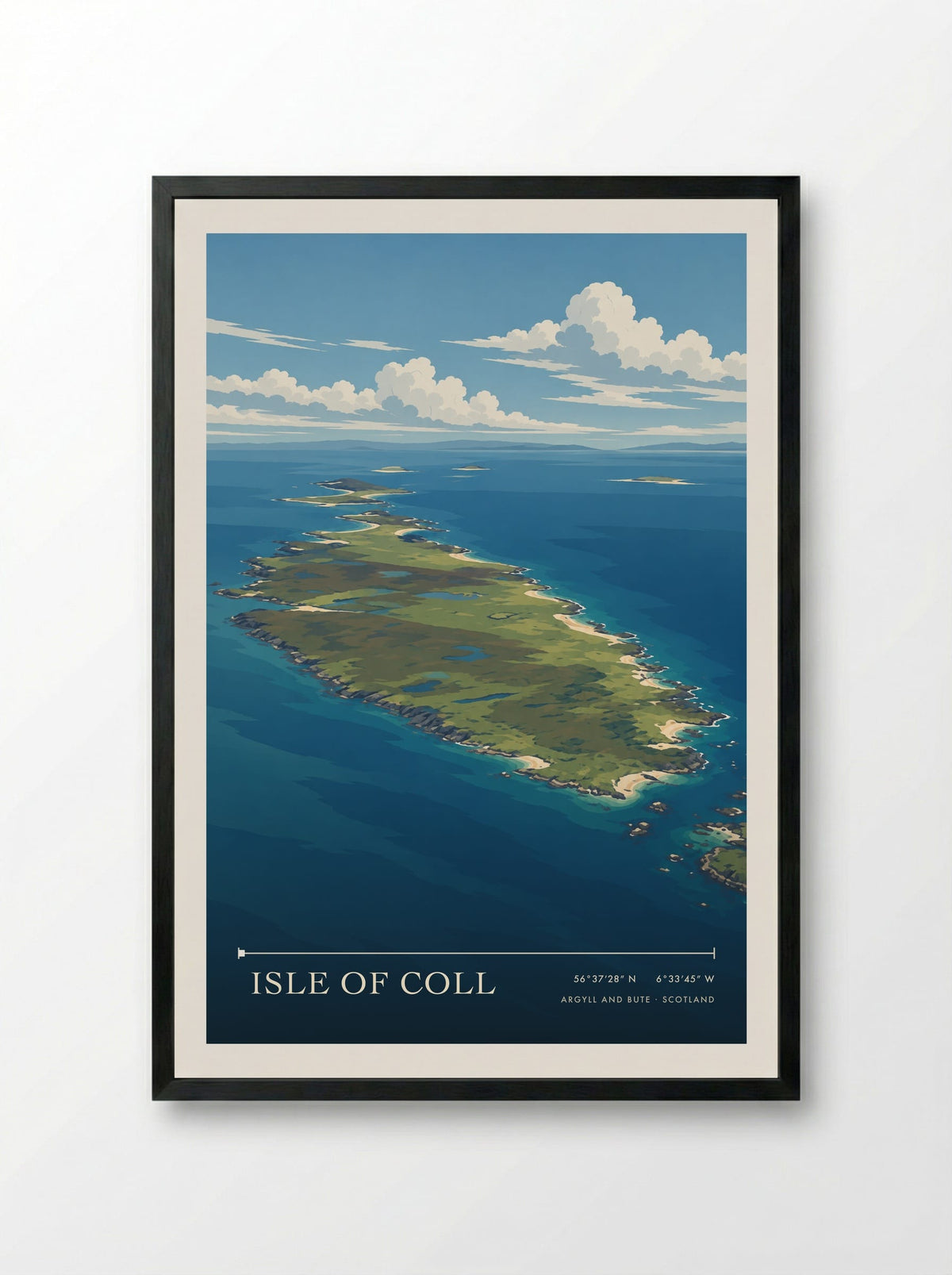 Isle of Coll, Argyll and Bute | Travel Poster - Framed Print Black