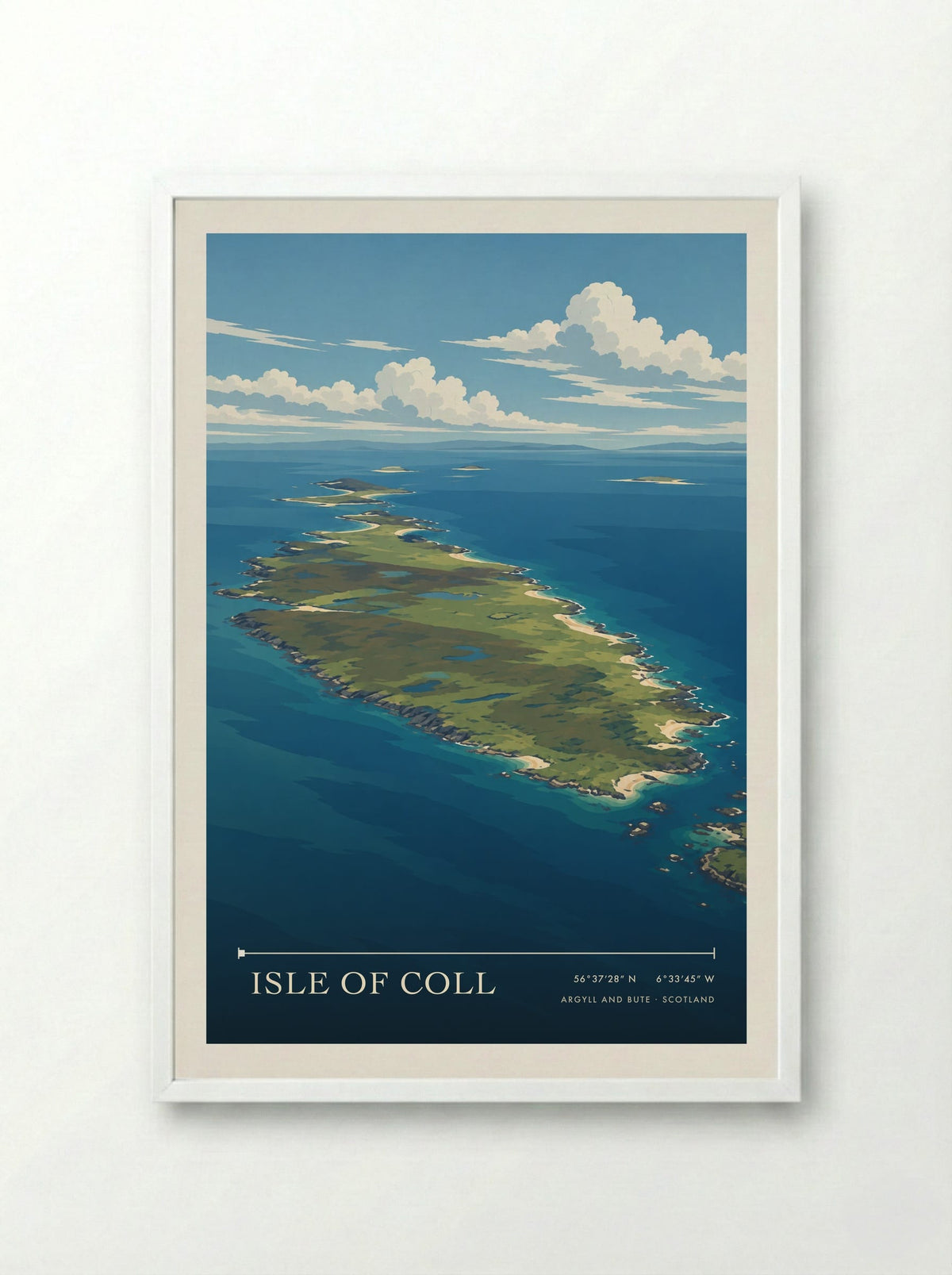 Isle of Coll, Argyll and Bute | Travel Poster - Framed Print White
