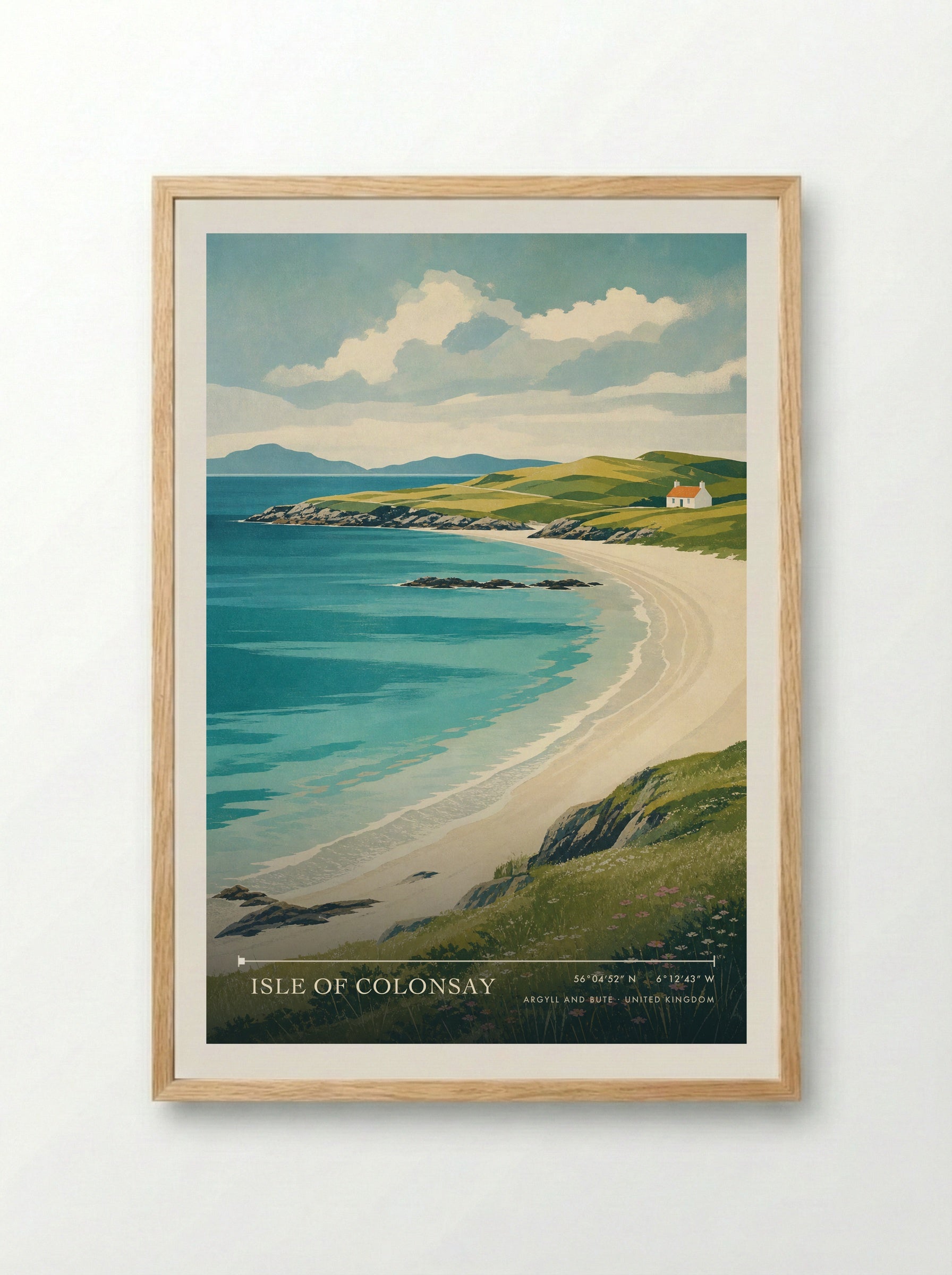 Isle of Colonsay Argyll and Bute United Kingdom Travel Poster - Framed Print Wood
