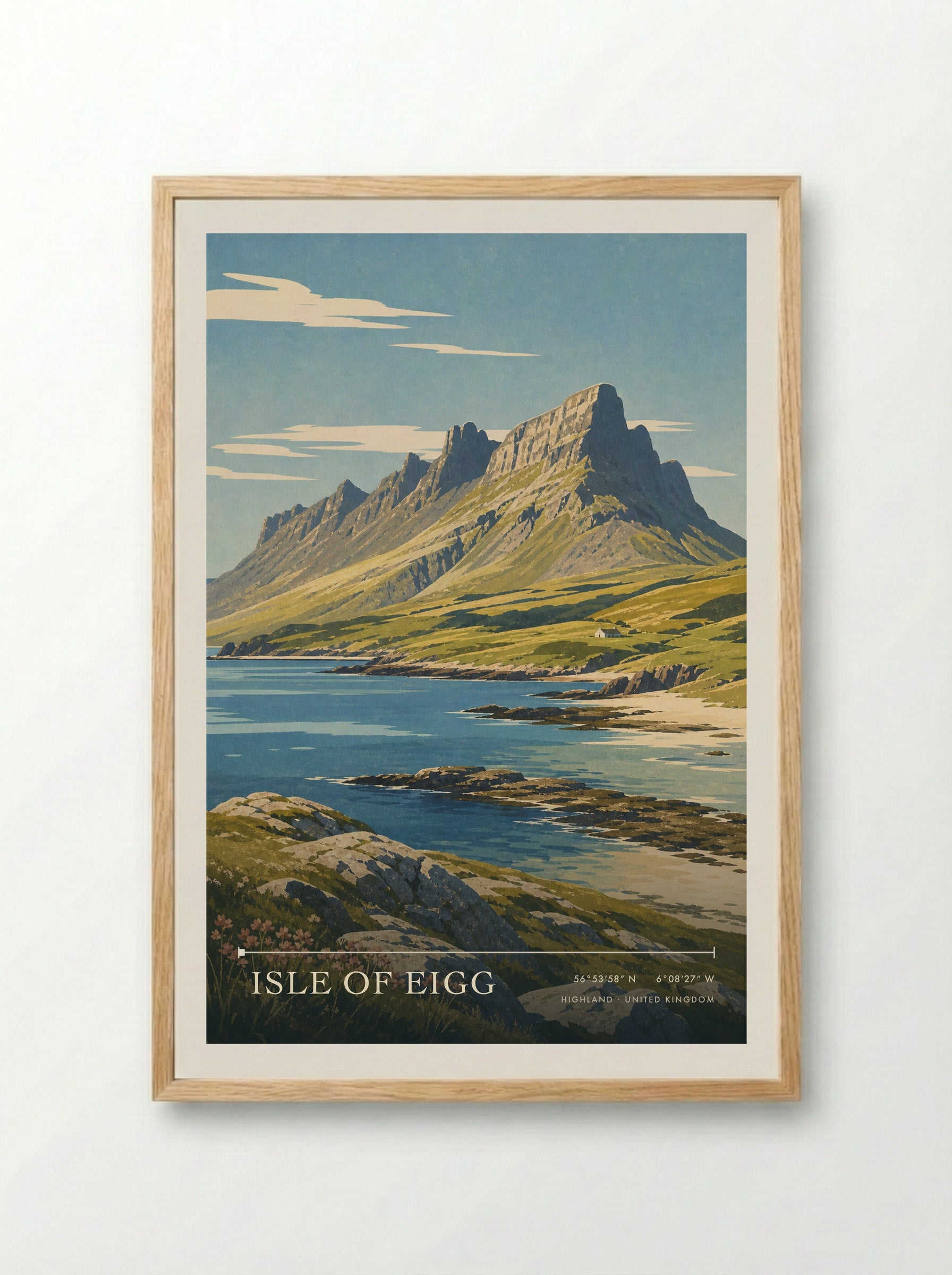 Isle of Eigg Highland United Kingdom Travel Poster - Framed Print Wood