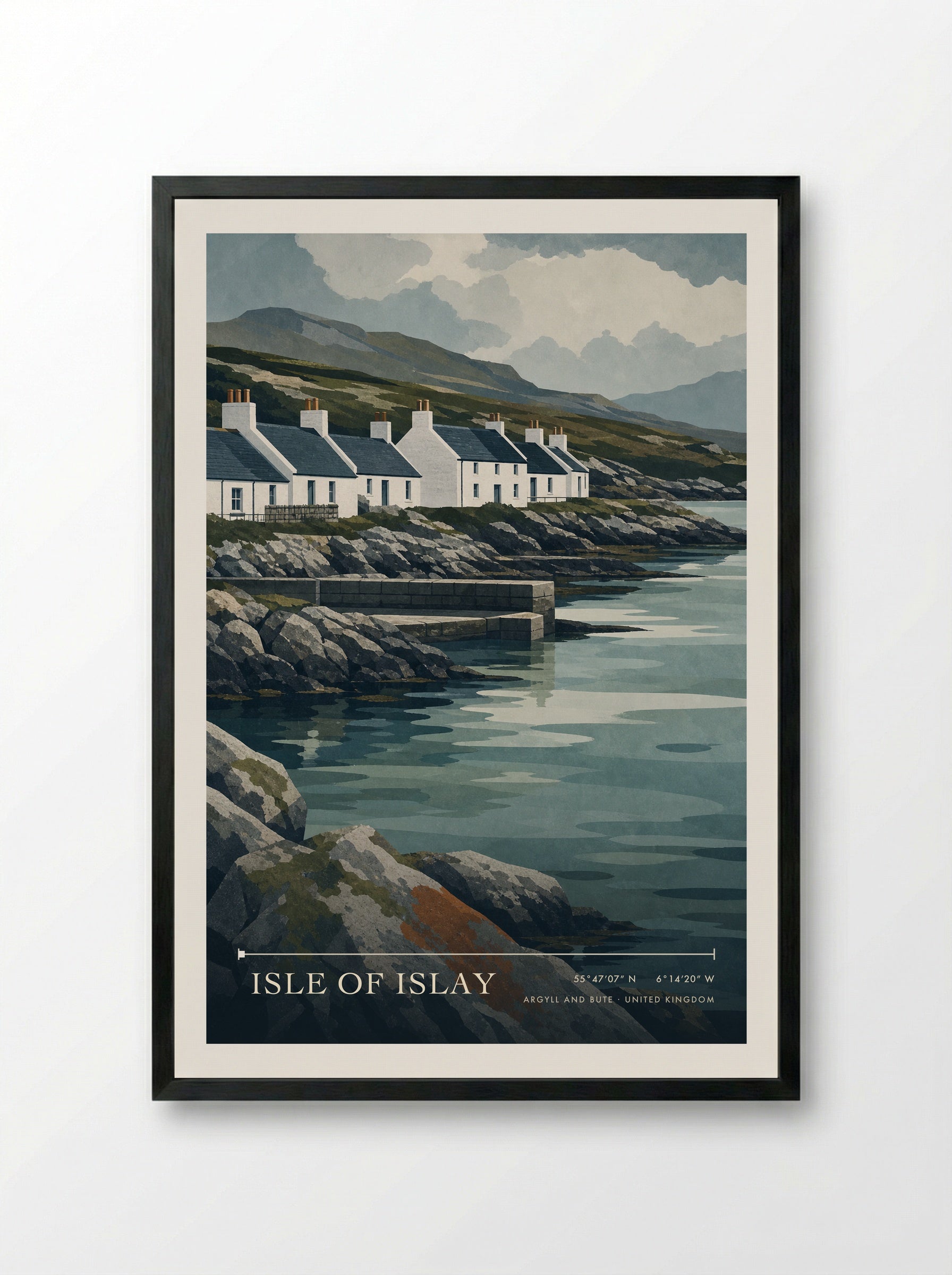 Isle of Islay Argyll and Bute United Kingdom Travel Poster - Framed Print Black