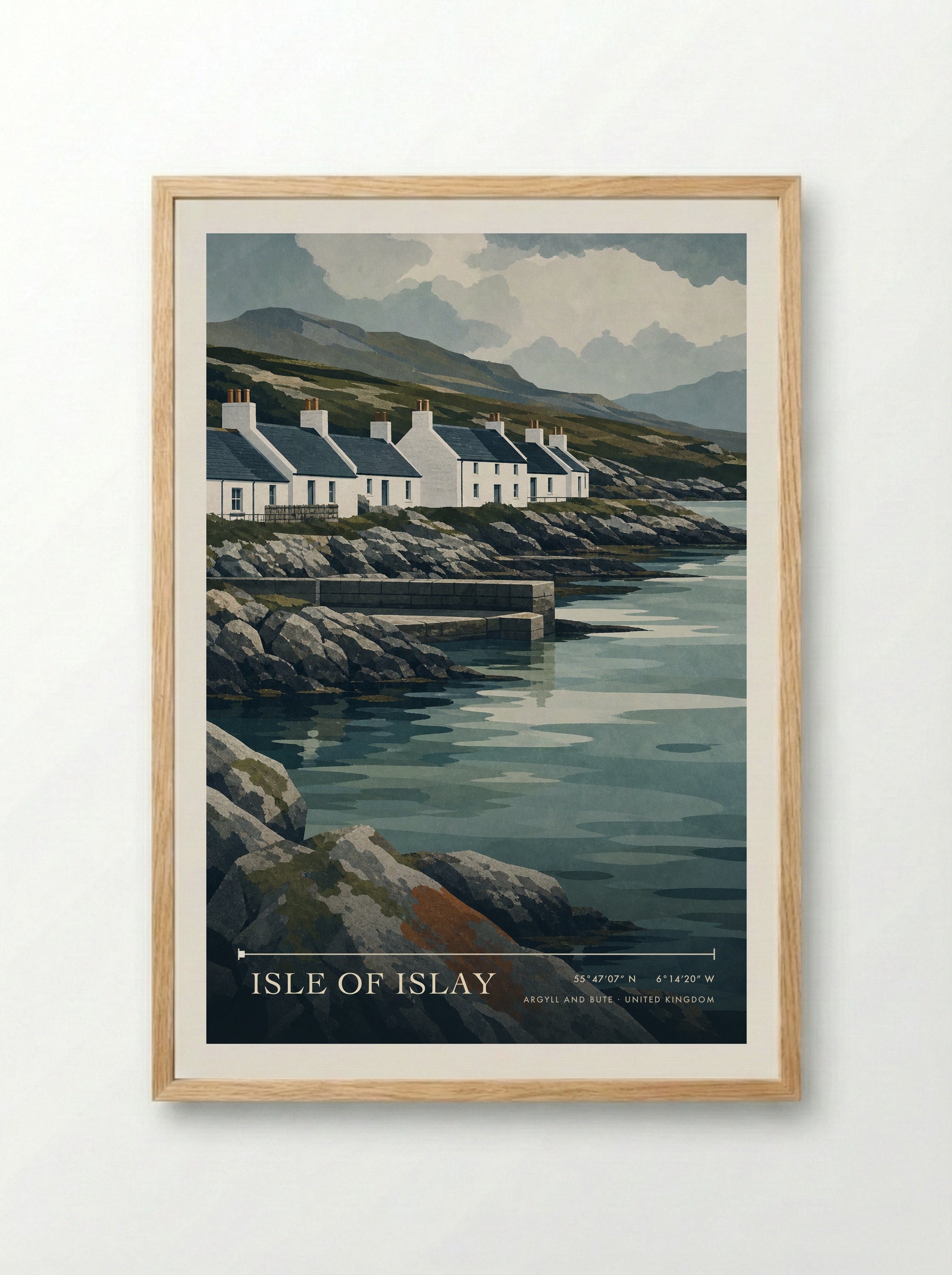 Isle of Islay Argyll and Bute United Kingdom Travel Poster - Framed Print Wood