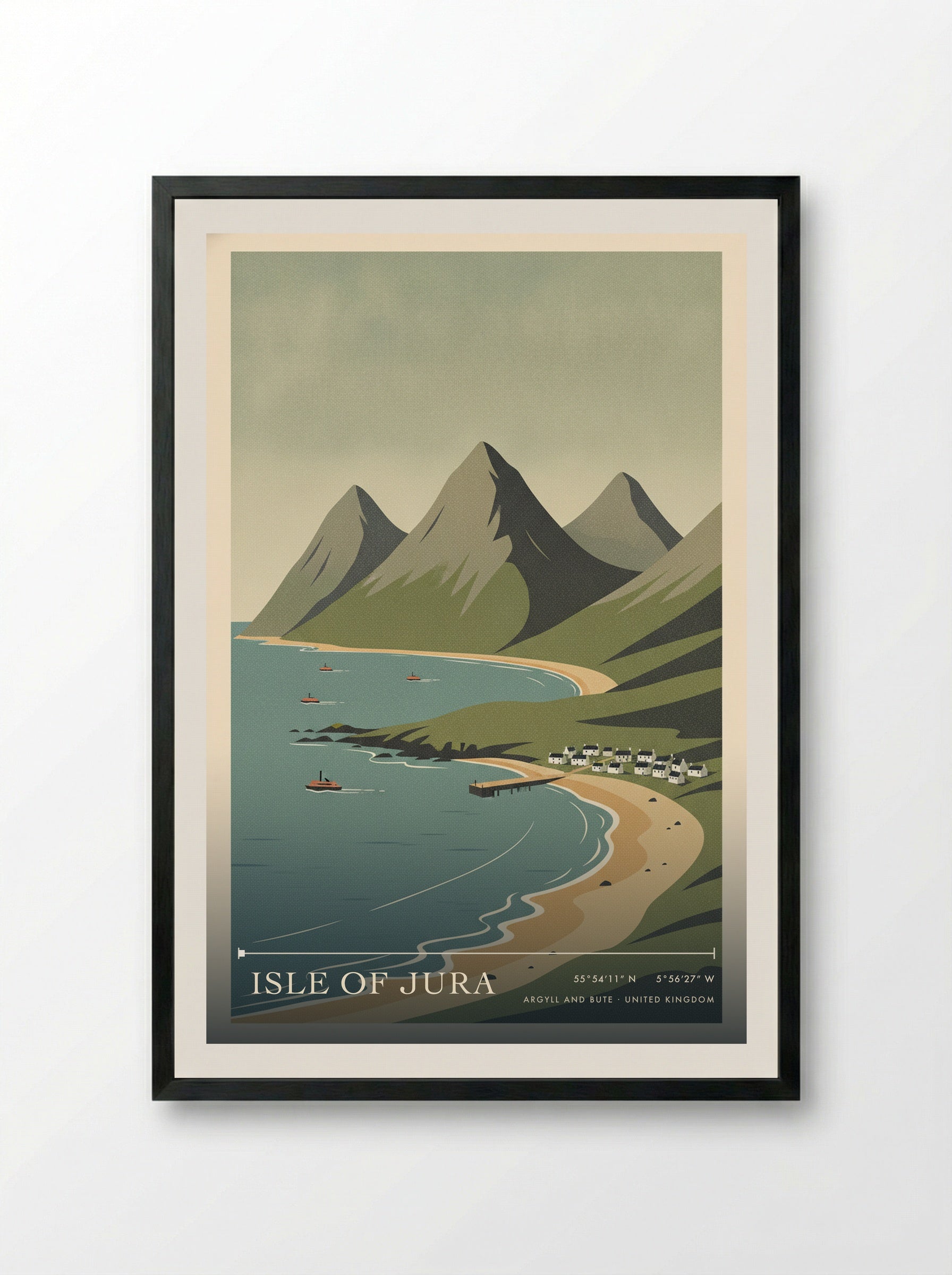 Isle of Jura Argyll and Bute United Kingdom Travel Poster - Framed Print Black