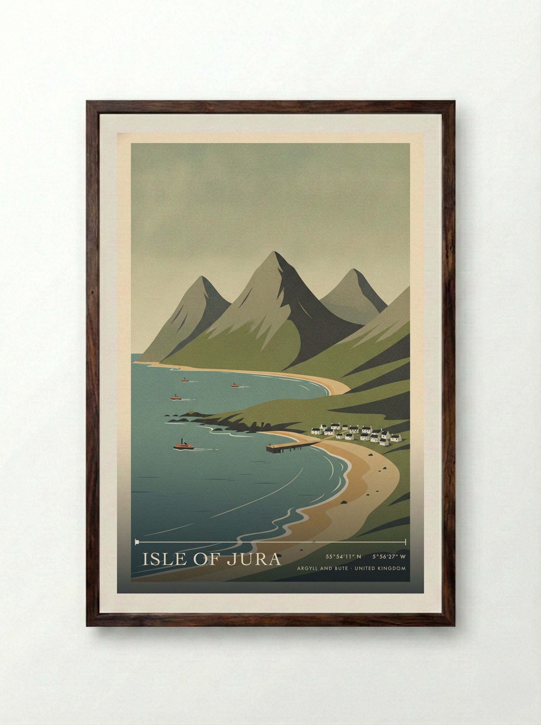Isle of Jura Argyll and Bute United Kingdom Travel Poster - Framed Print Dark Wood