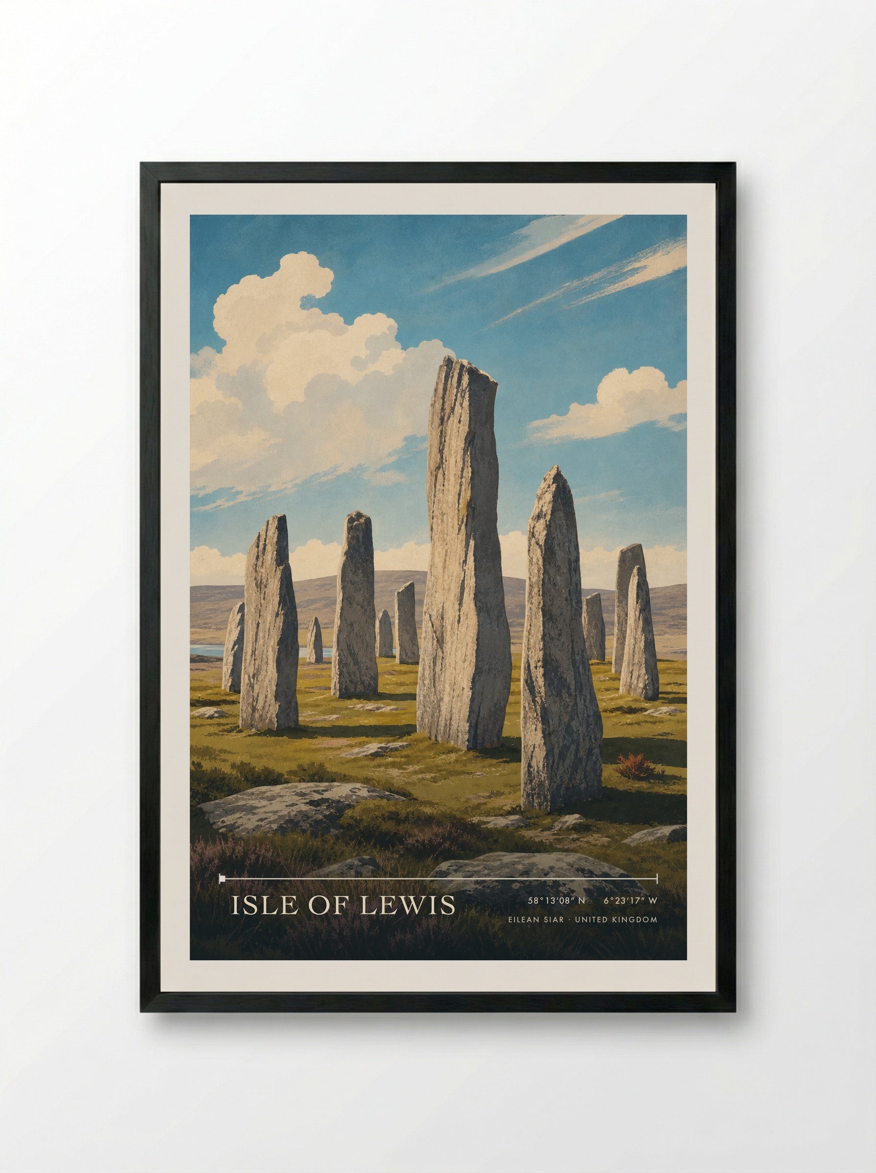 Isle of Lewis Eilean Siar United Kingdom Travel Poster - Framed Print Black