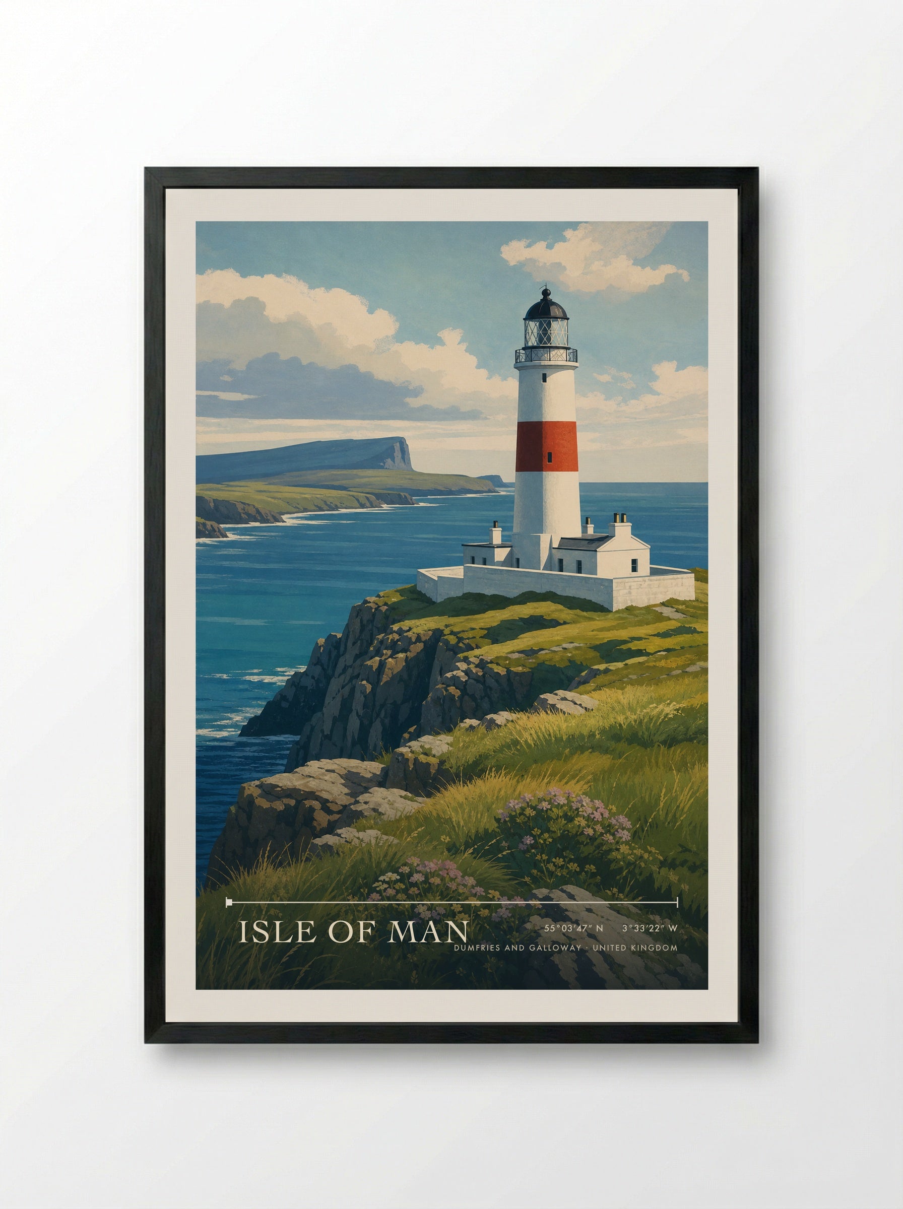 Isle of Man Dumfries and Galloway United Kingdom Travel Poster - Framed Print Black