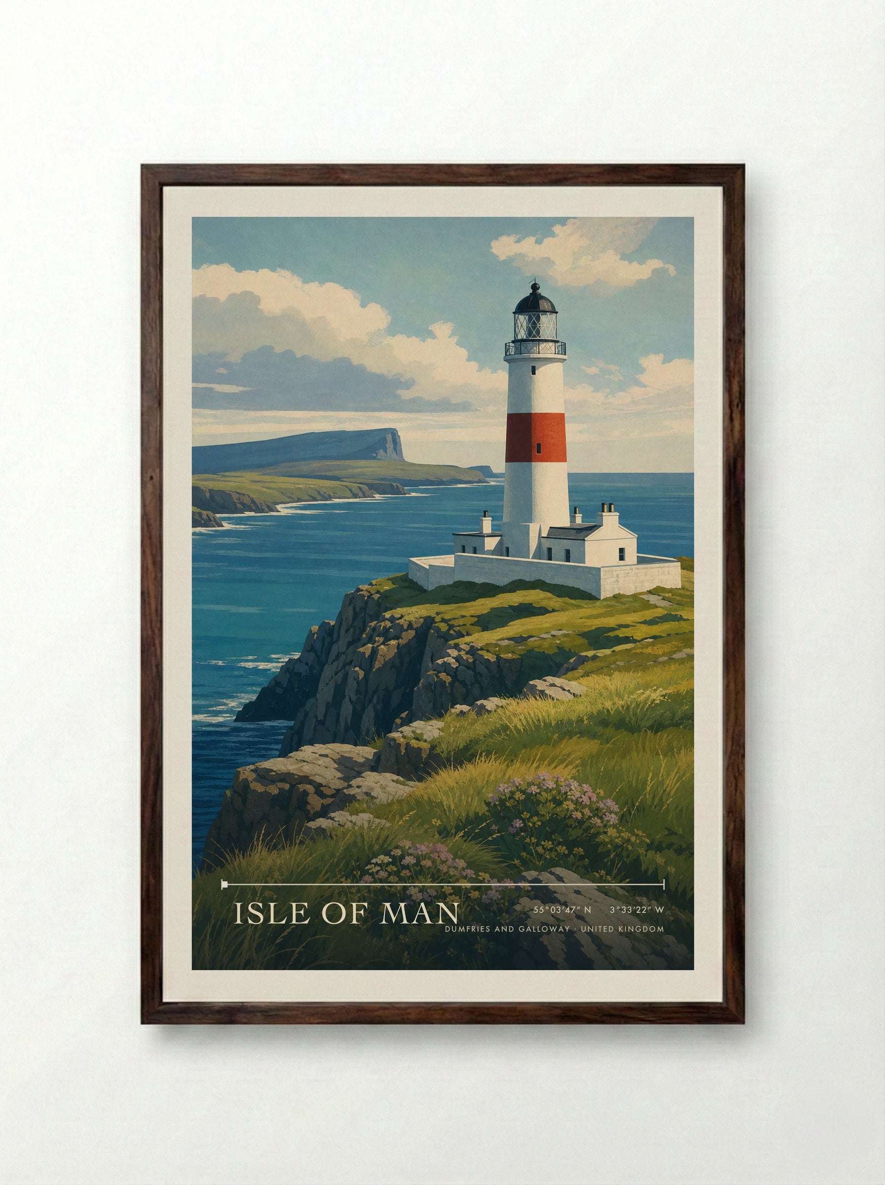 Isle of Man Dumfries and Galloway United Kingdom Travel Poster - Framed Print Dark Wood